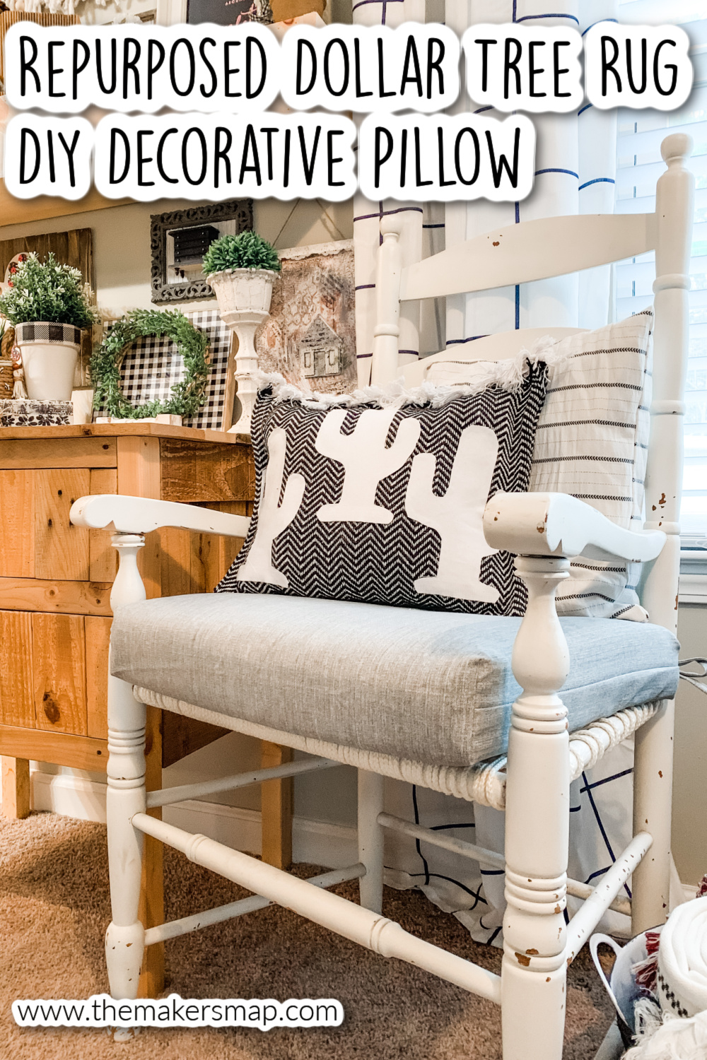 Repurposed Dollar Tree Rug DIY Pillow