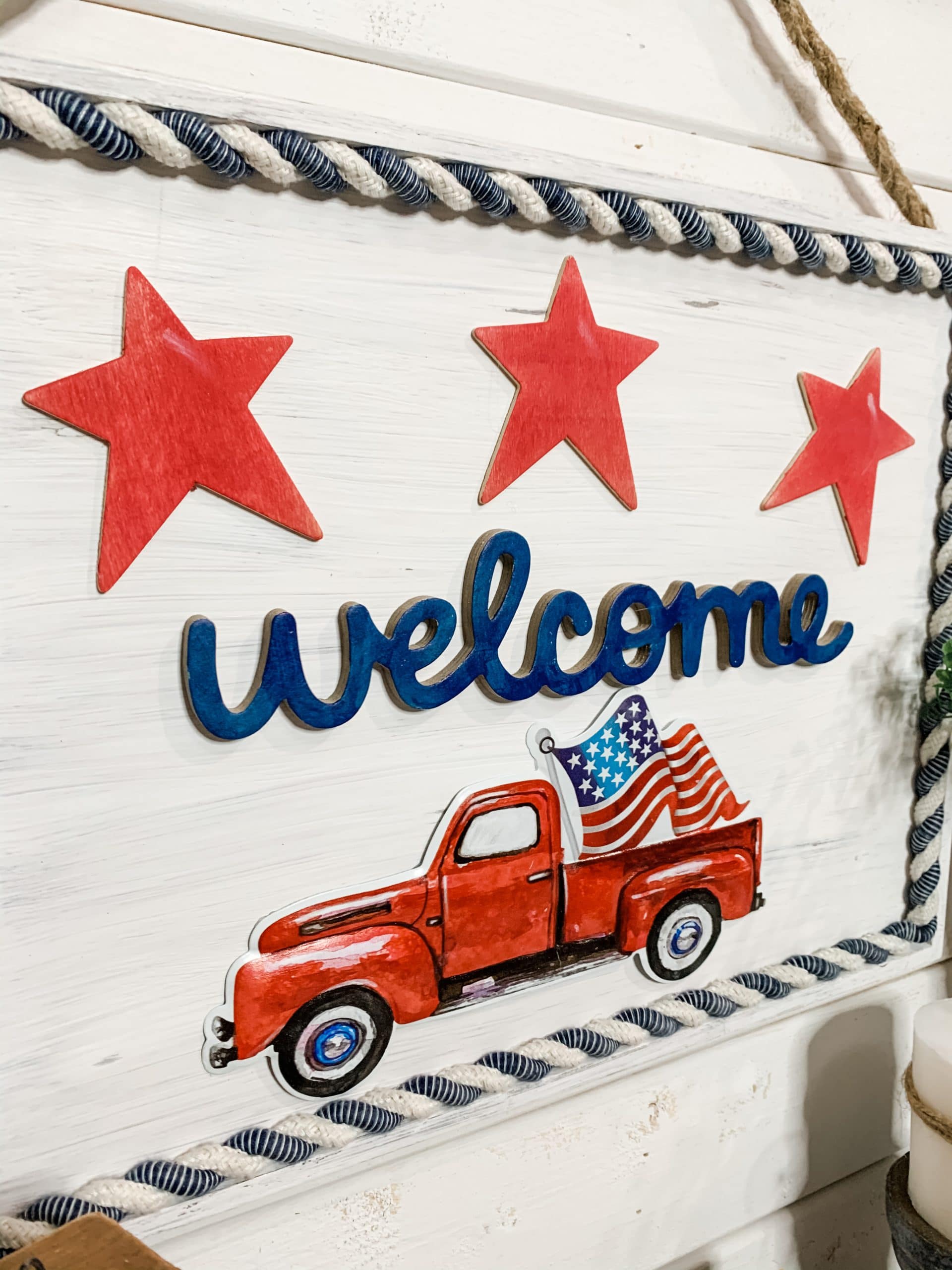 DIY Red Truck 4th of July Sign