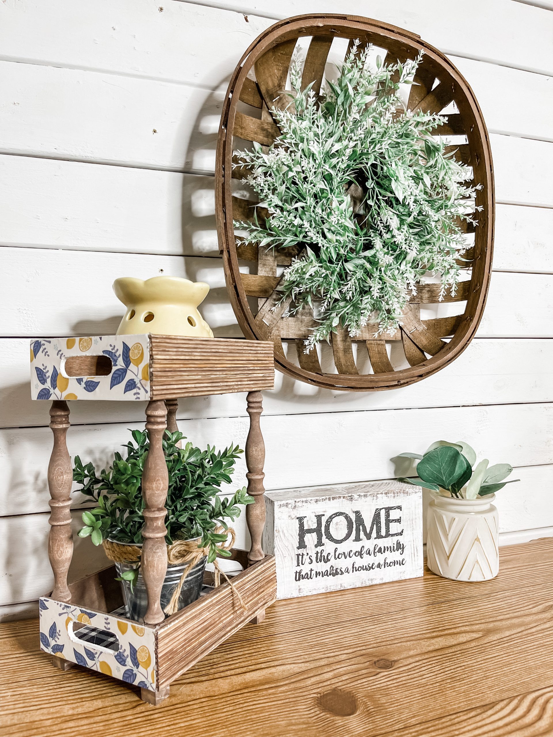 DIY Farmhouse Shelf with Lemon Scrapbook Paper