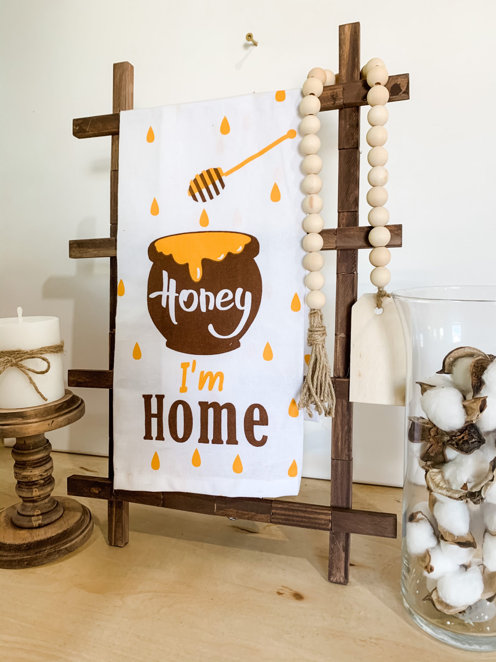 Dollar Tree DIY Tea Towel Ladder