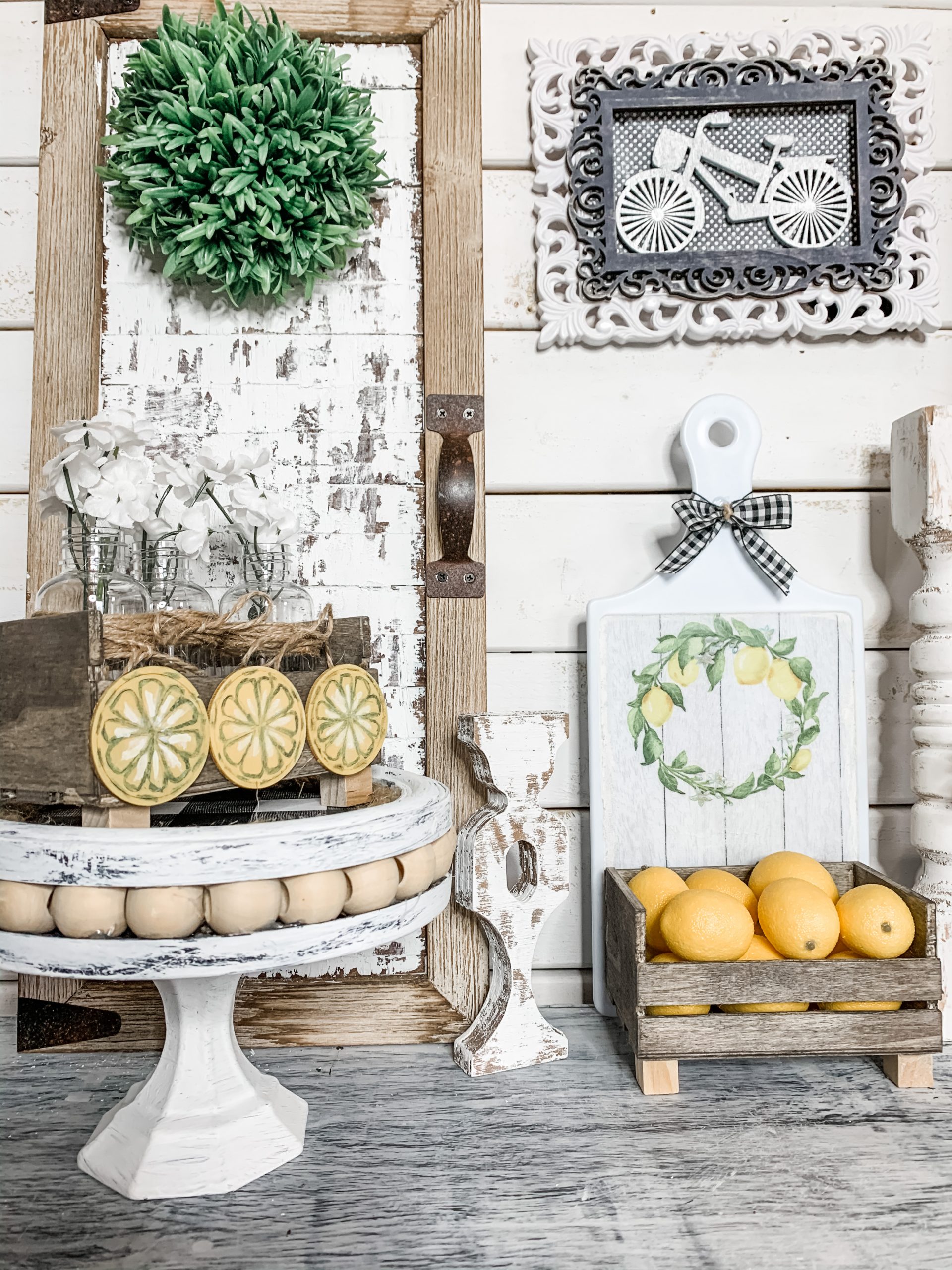 Dollar Tree DIY Farmhouse Lemon Cutting Board Decor