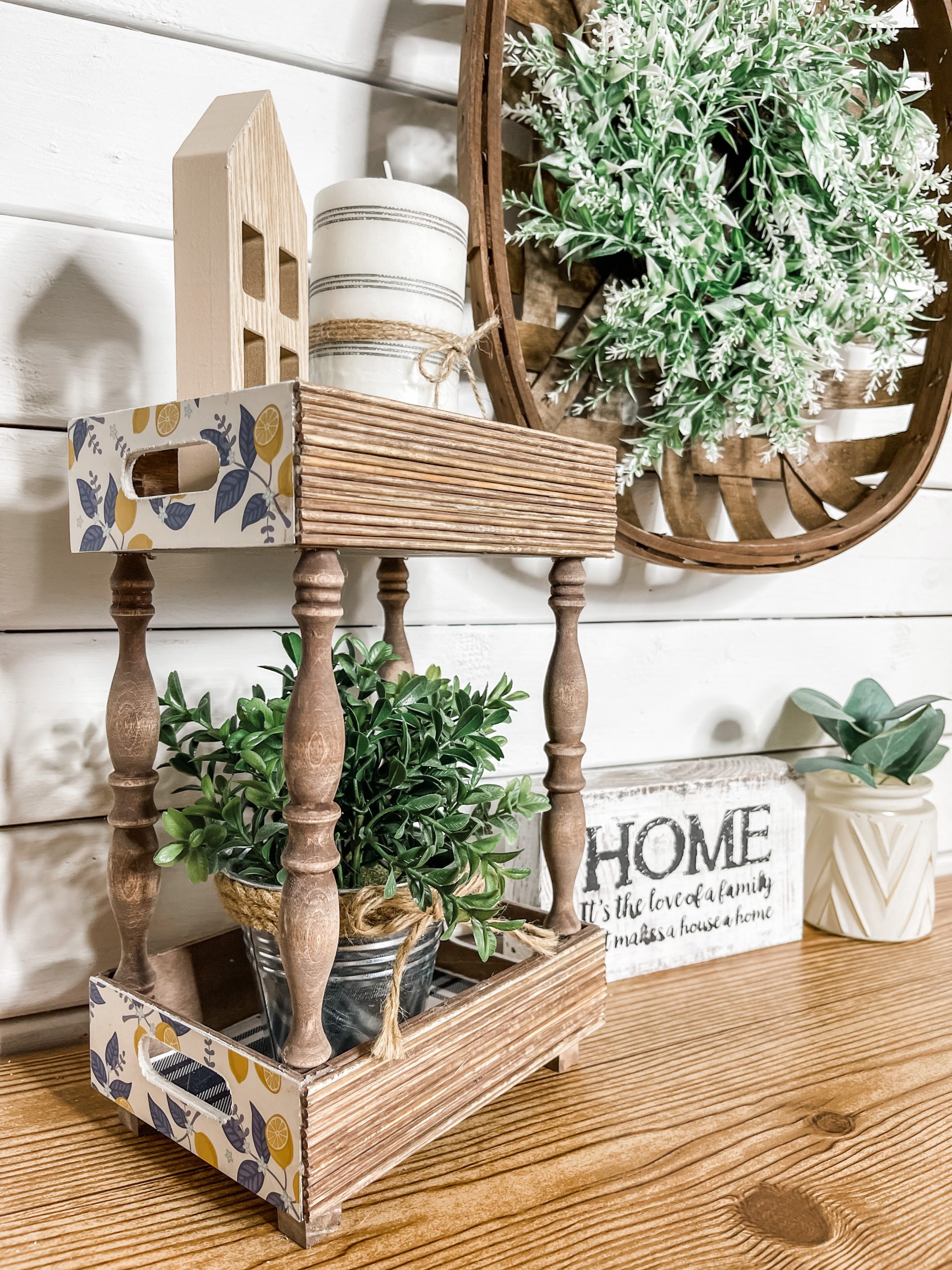 DIY Farmhouse Shelf with Lemon Scrapbook Paper