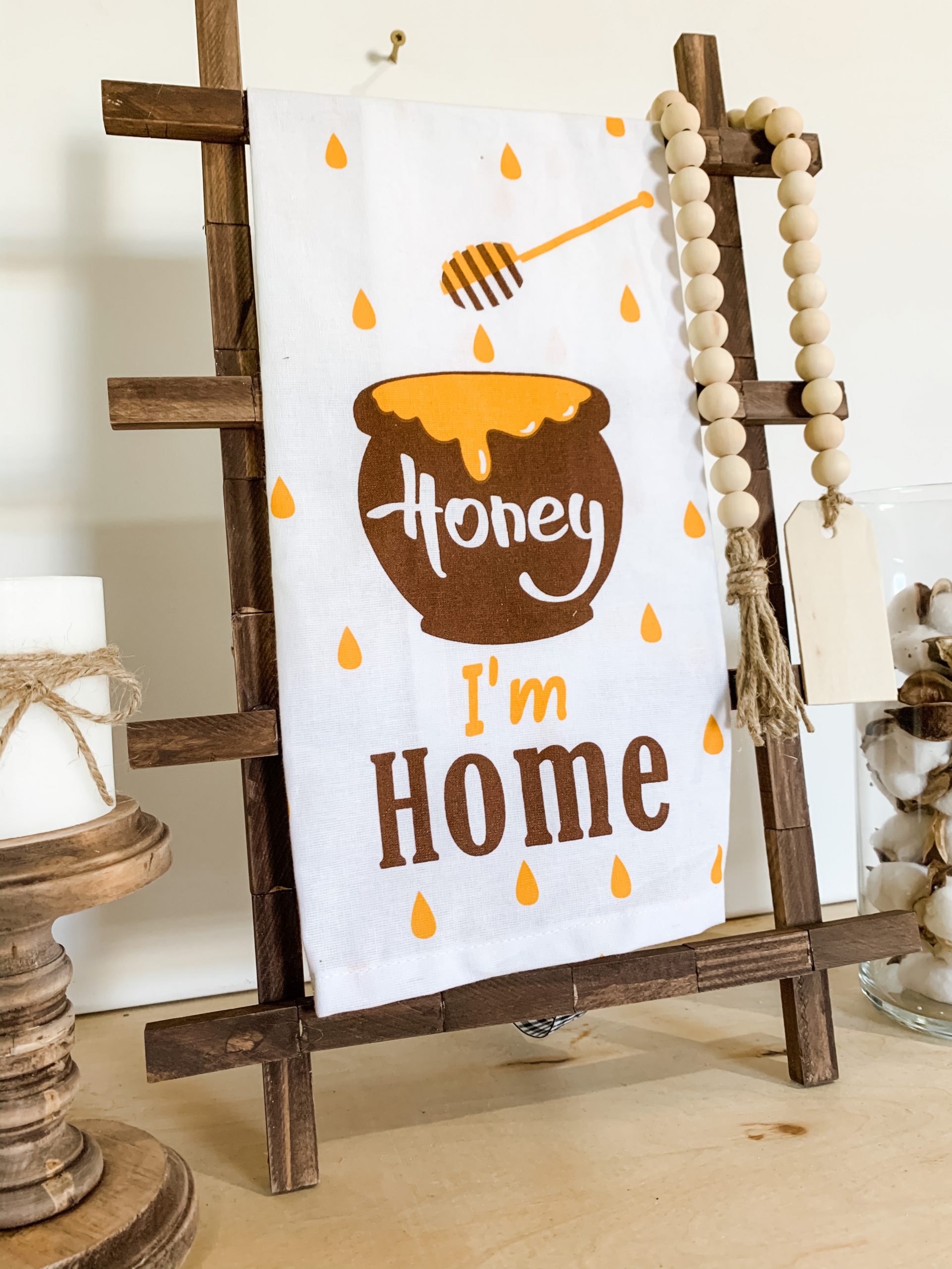 Dollar Tree DIY Tea Towel Ladder