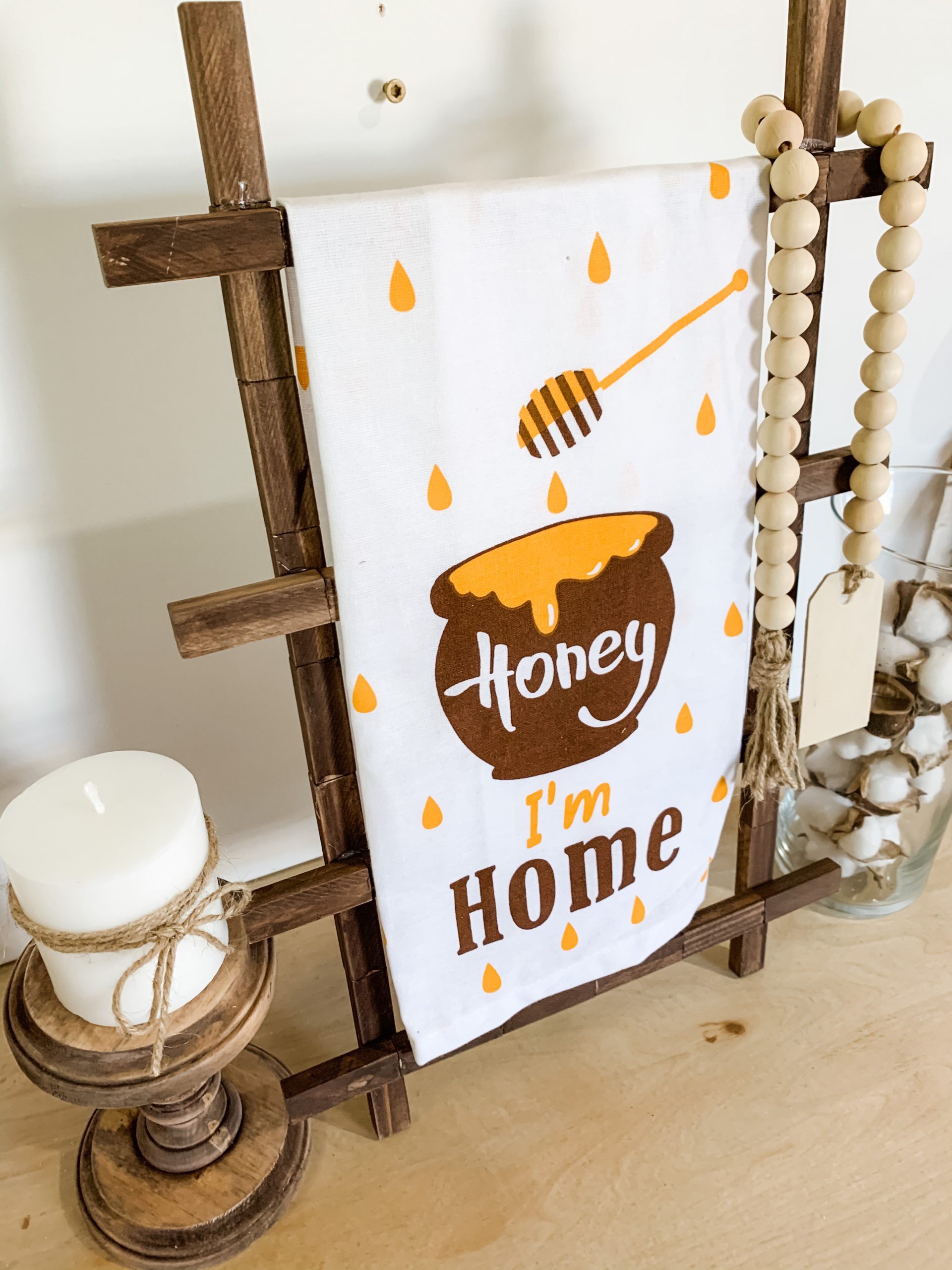 Dollar Tree DIY Tea Towel Ladder