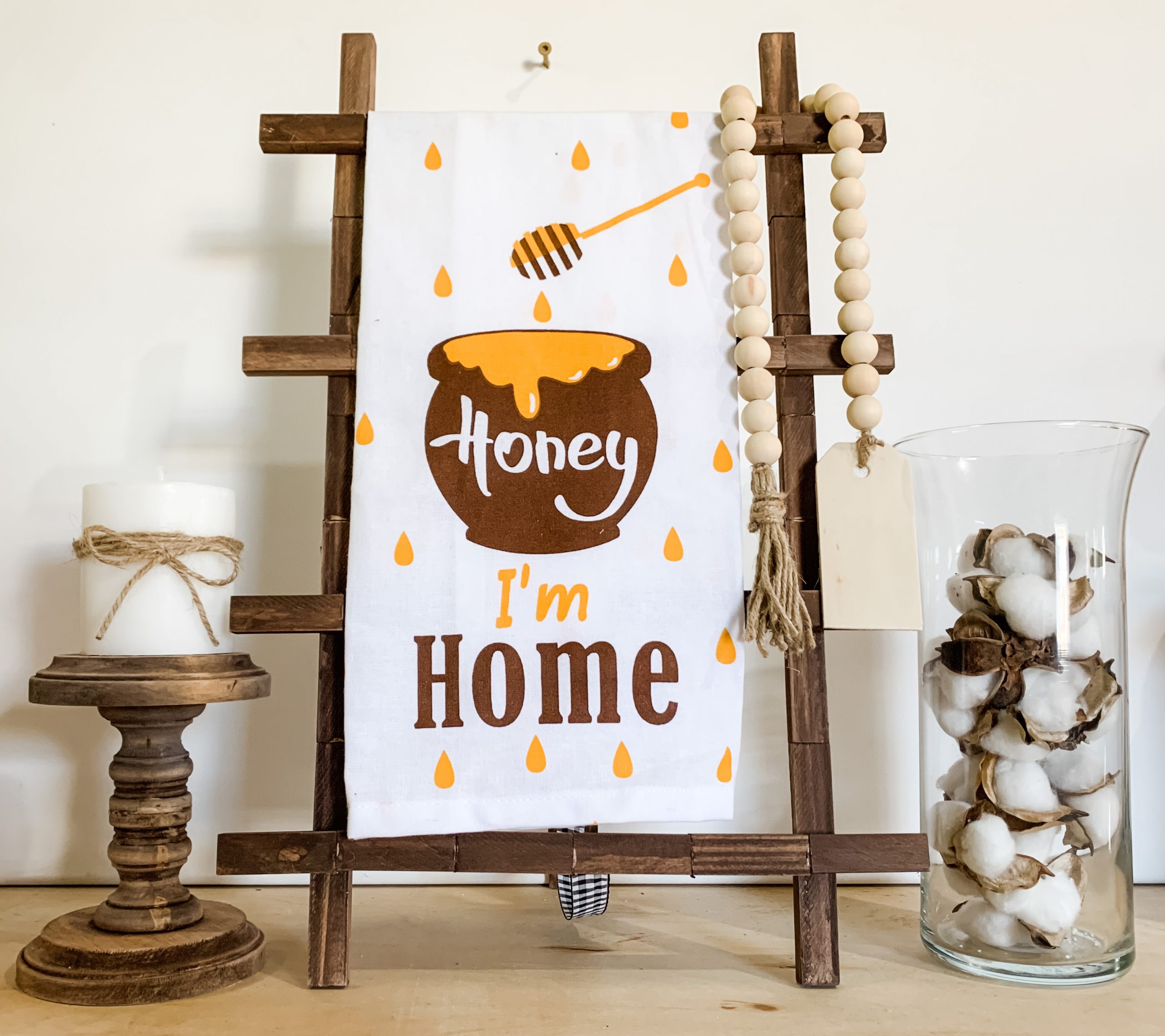 Dollar Tree DIY Tea Towel Ladder