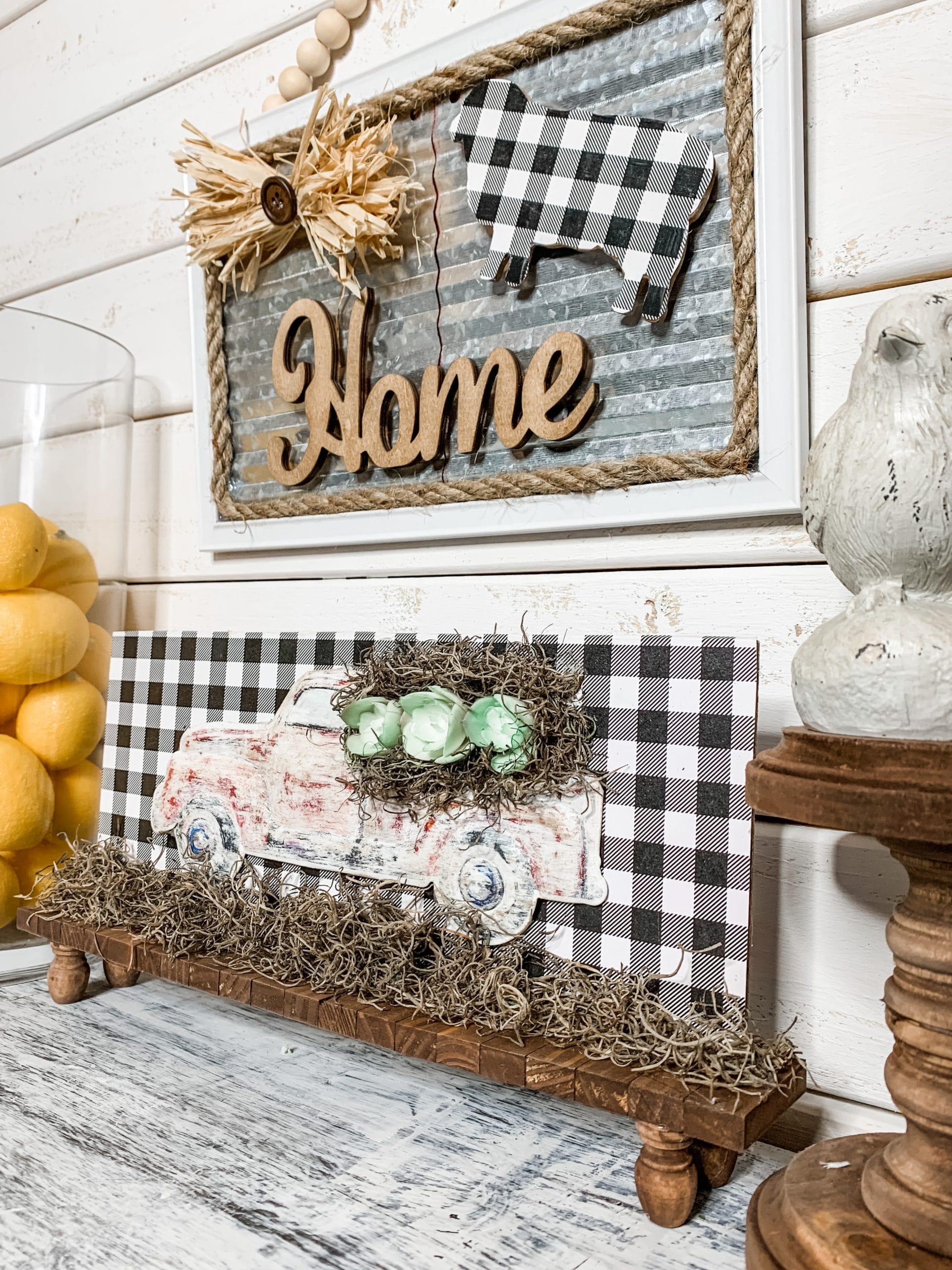 DIY Farmhouse Red Truck Shelf Sitter