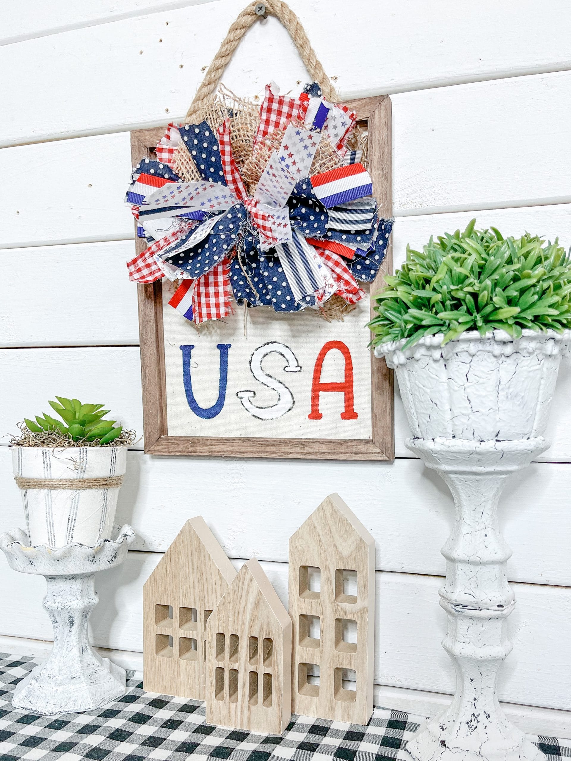 Reverse Canvas Patriotic USA Home Decor