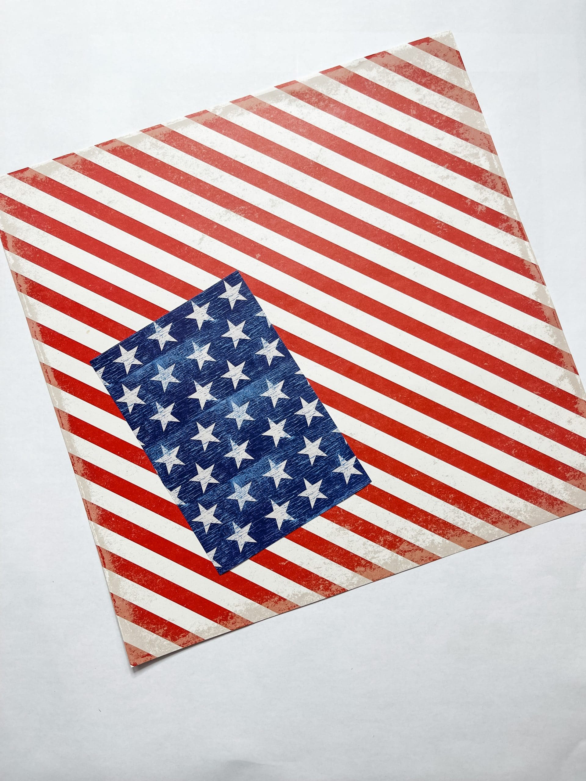 Patriotic Scrapbook Paper for Chippy USA Reverse Canvas DIY Home Decor