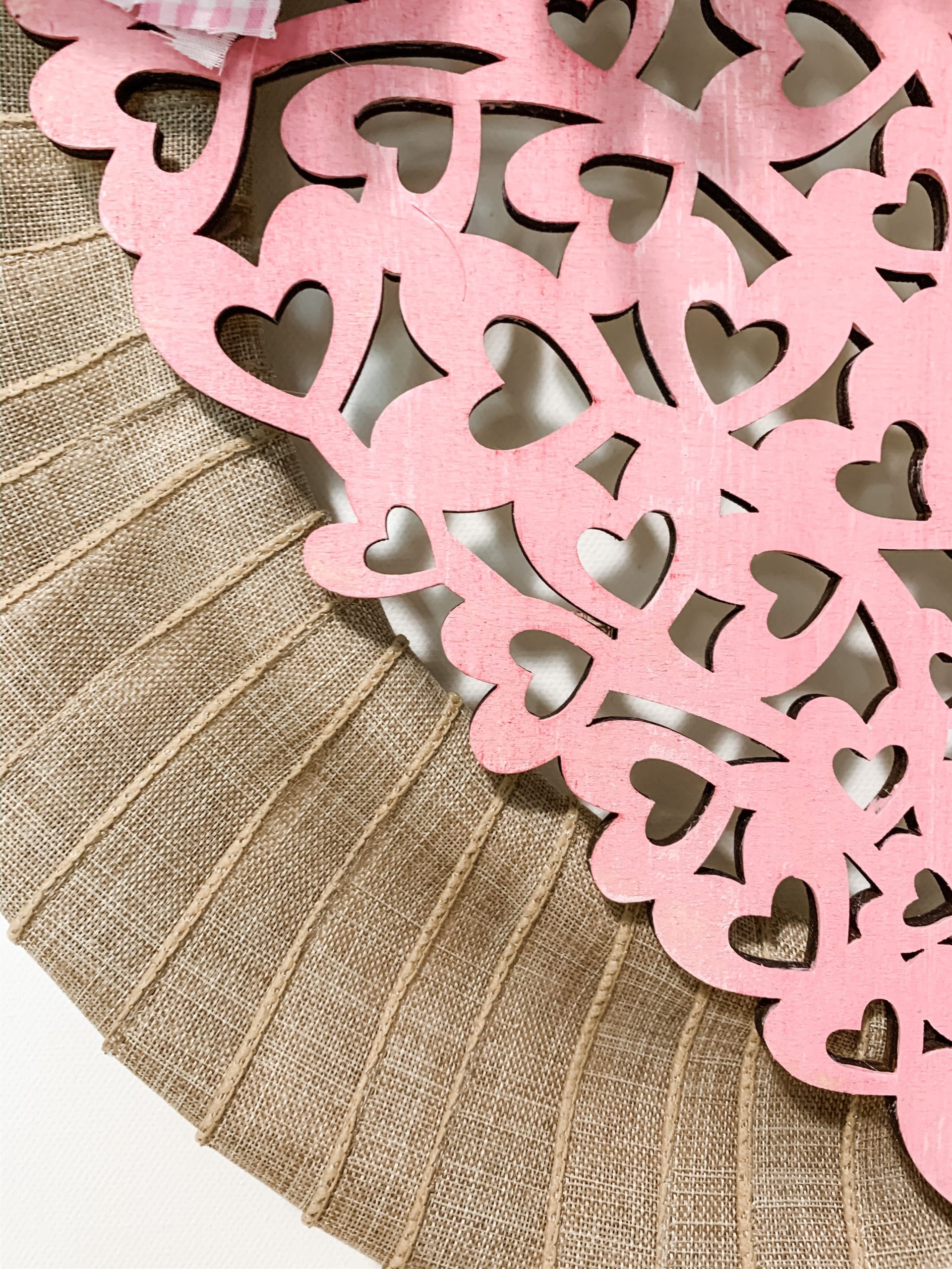 Pink Heart Burlap Wreath DIY Decor