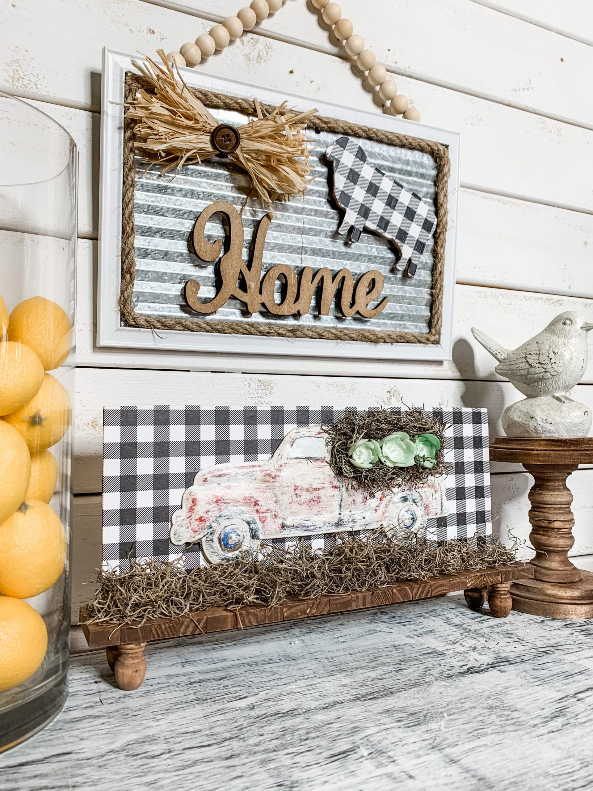 DIY Farmhouse Red Truck Shelf Sitter