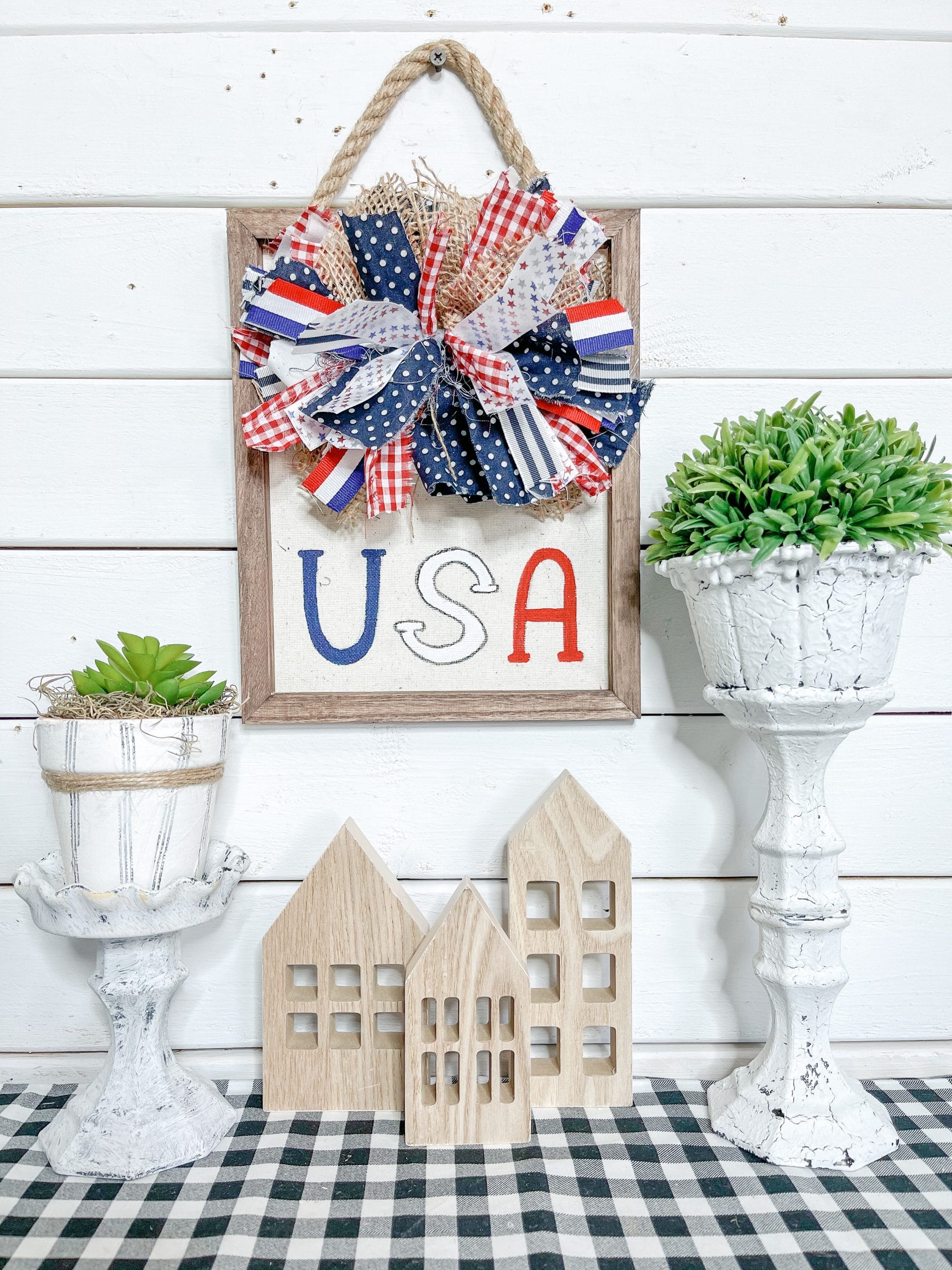 Reverse Canvas Patriotic USA Home Decor