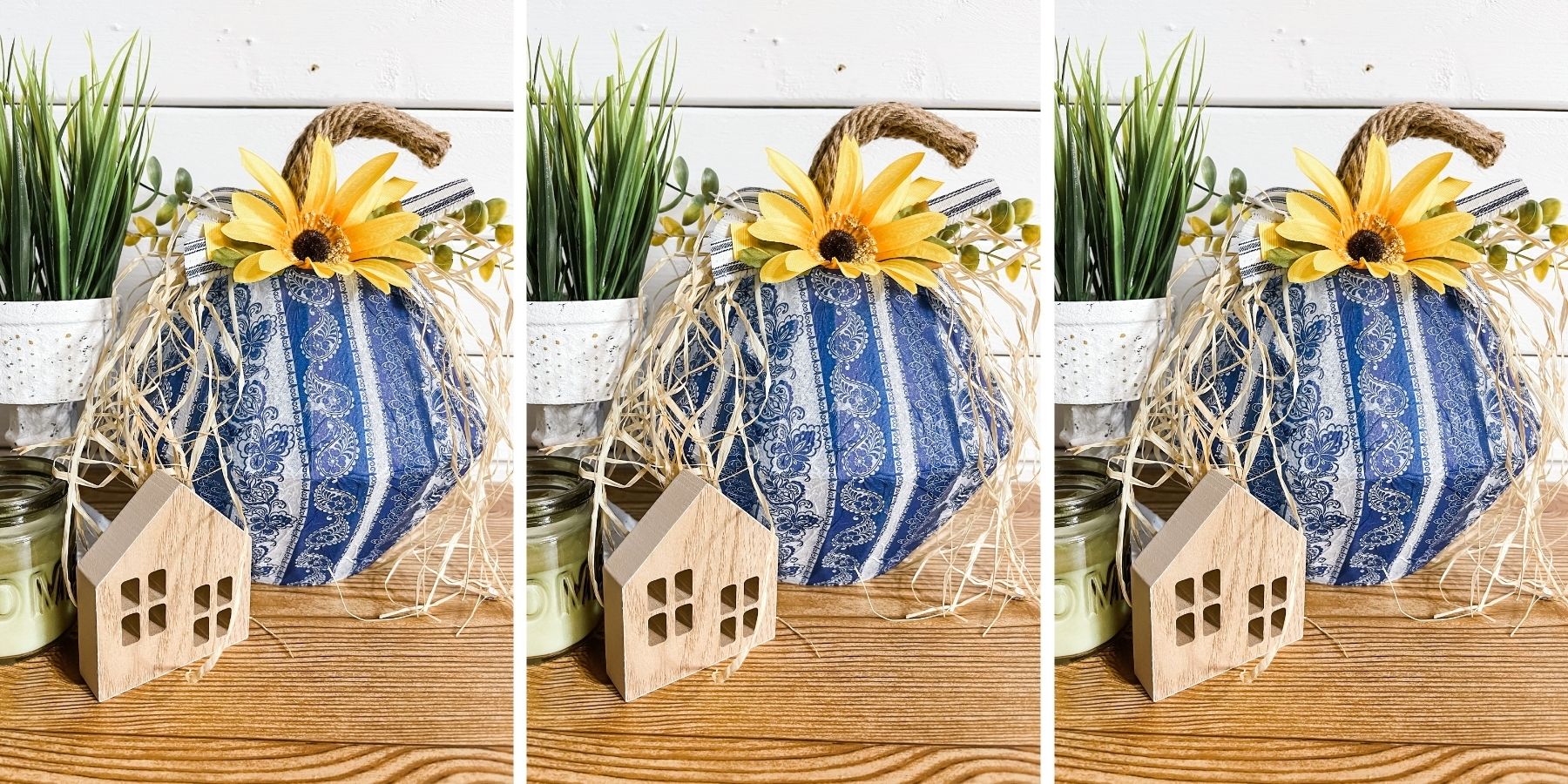 Blue and White Bowl Pumpkin for Fall