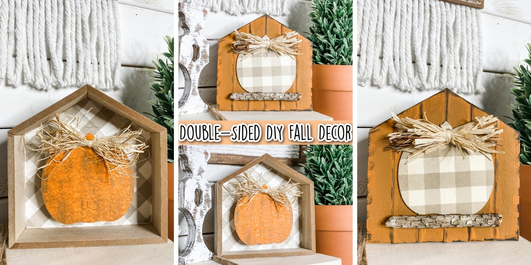 Double-Sided Fall Pumpkin Shelf Decor