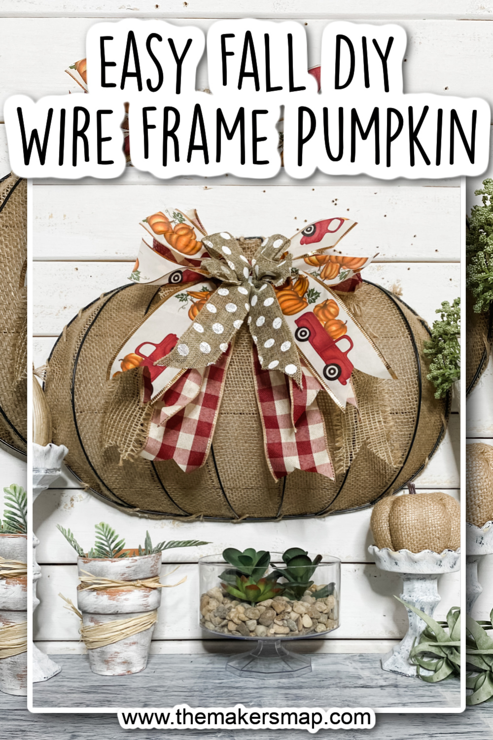 Easy DIY Fall Wire Frame Pumpkin