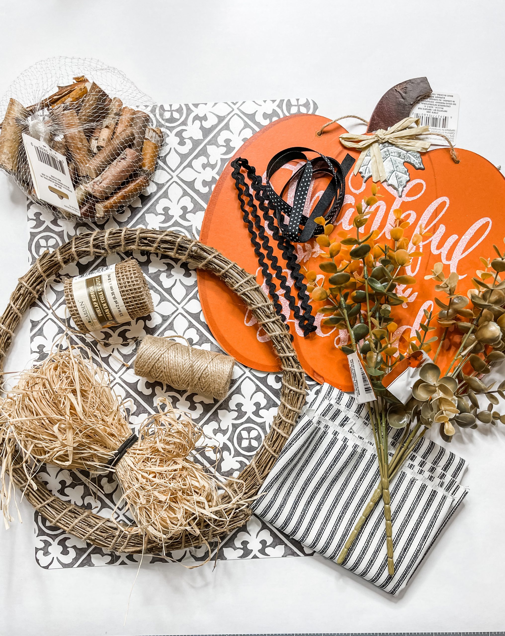 Hobby Lobby Placemat DIY Pumpkin Door Hanger