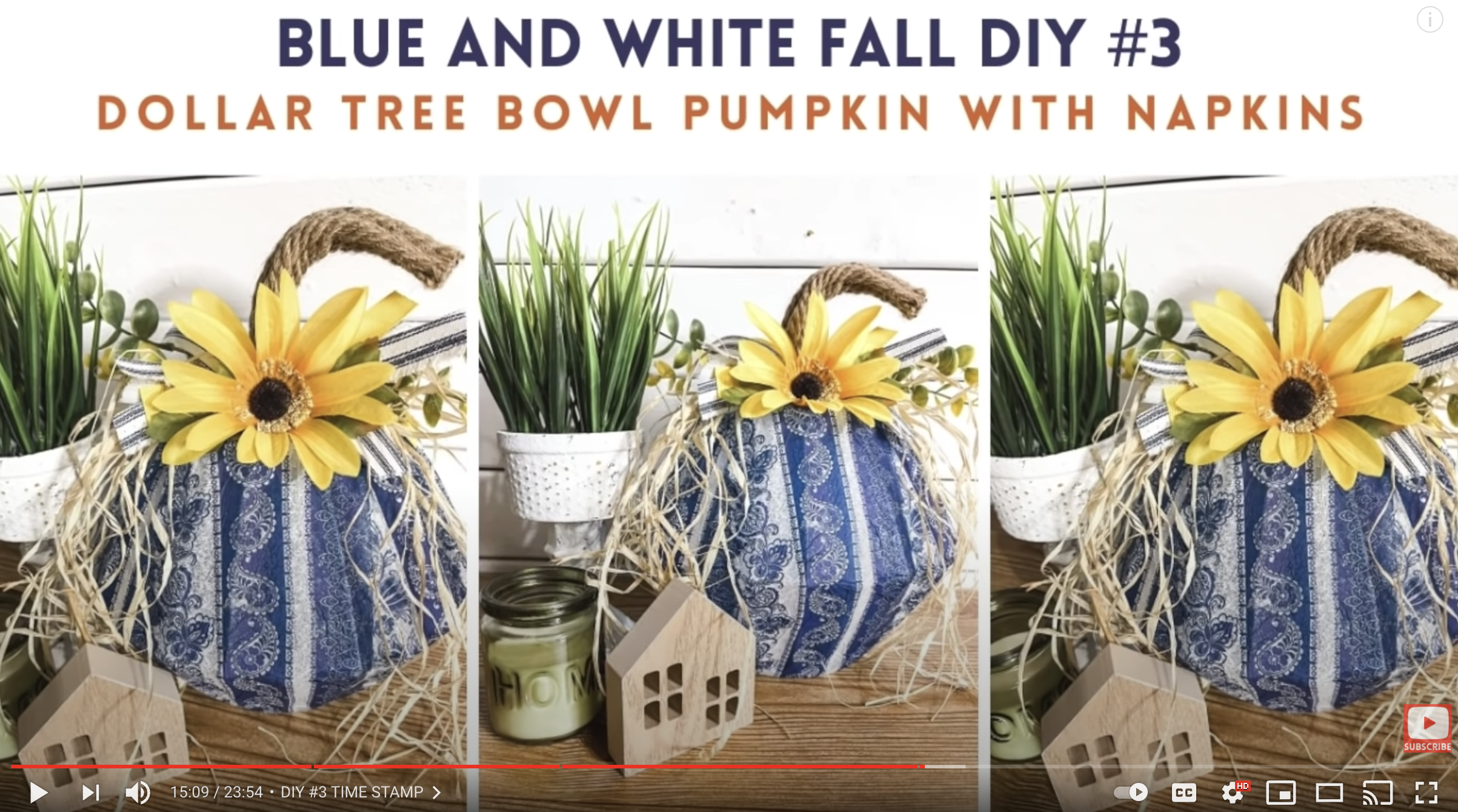 Blue and White Bowl Pumpkin for Fall