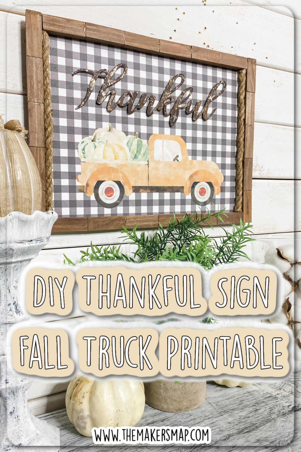 Thankful Sign with Fall Truck Printable