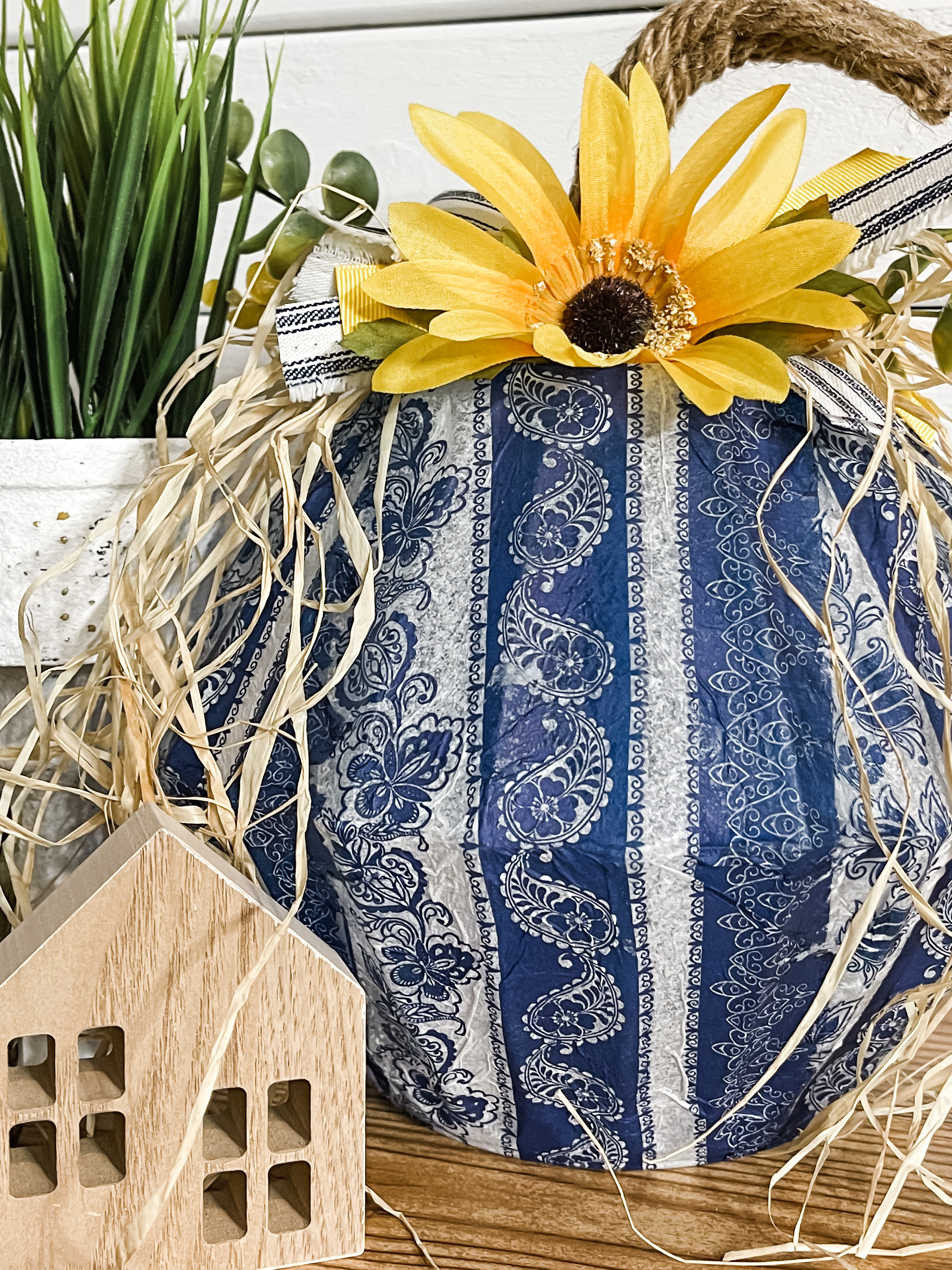 Blue and White Bowl Pumpkin for Fall