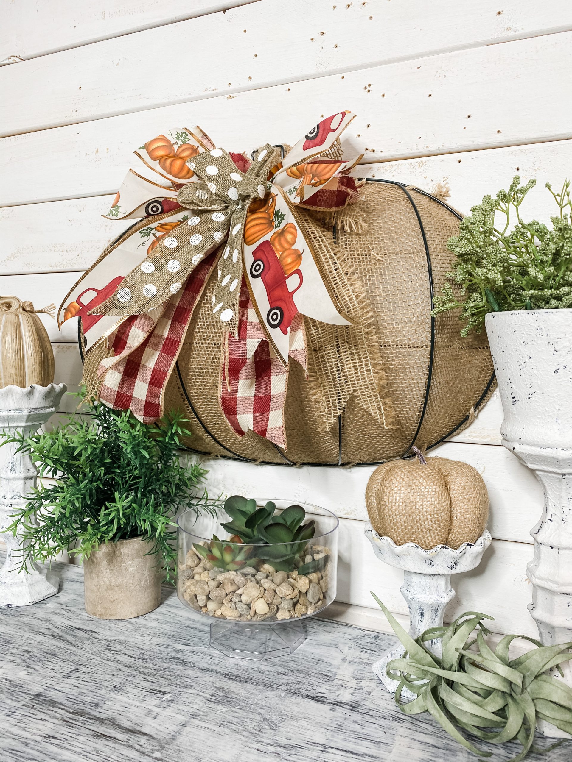 Easy DIY Fall Wire Frame Pumpkin