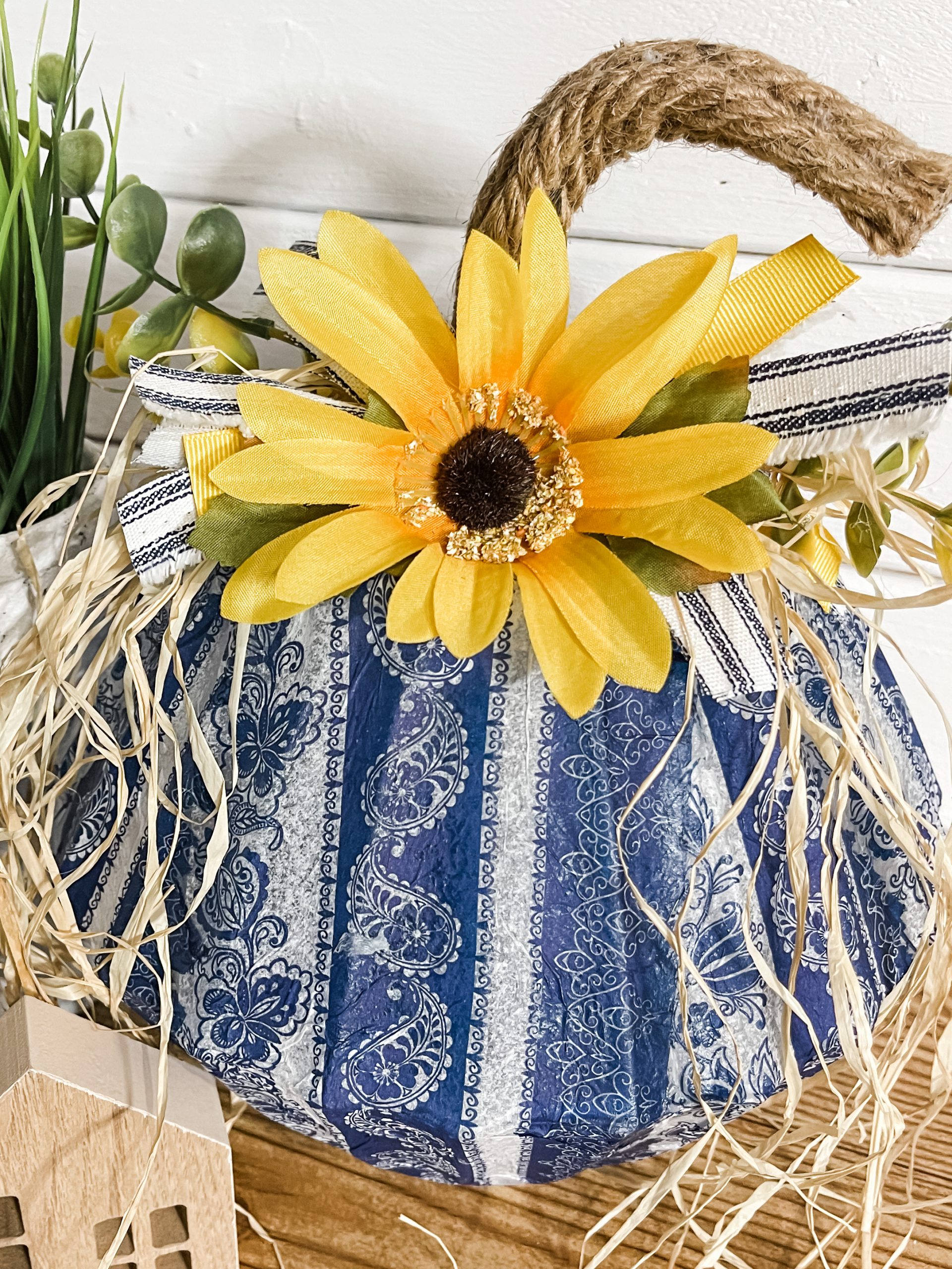 Blue and White Bowl Pumpkin for Fall