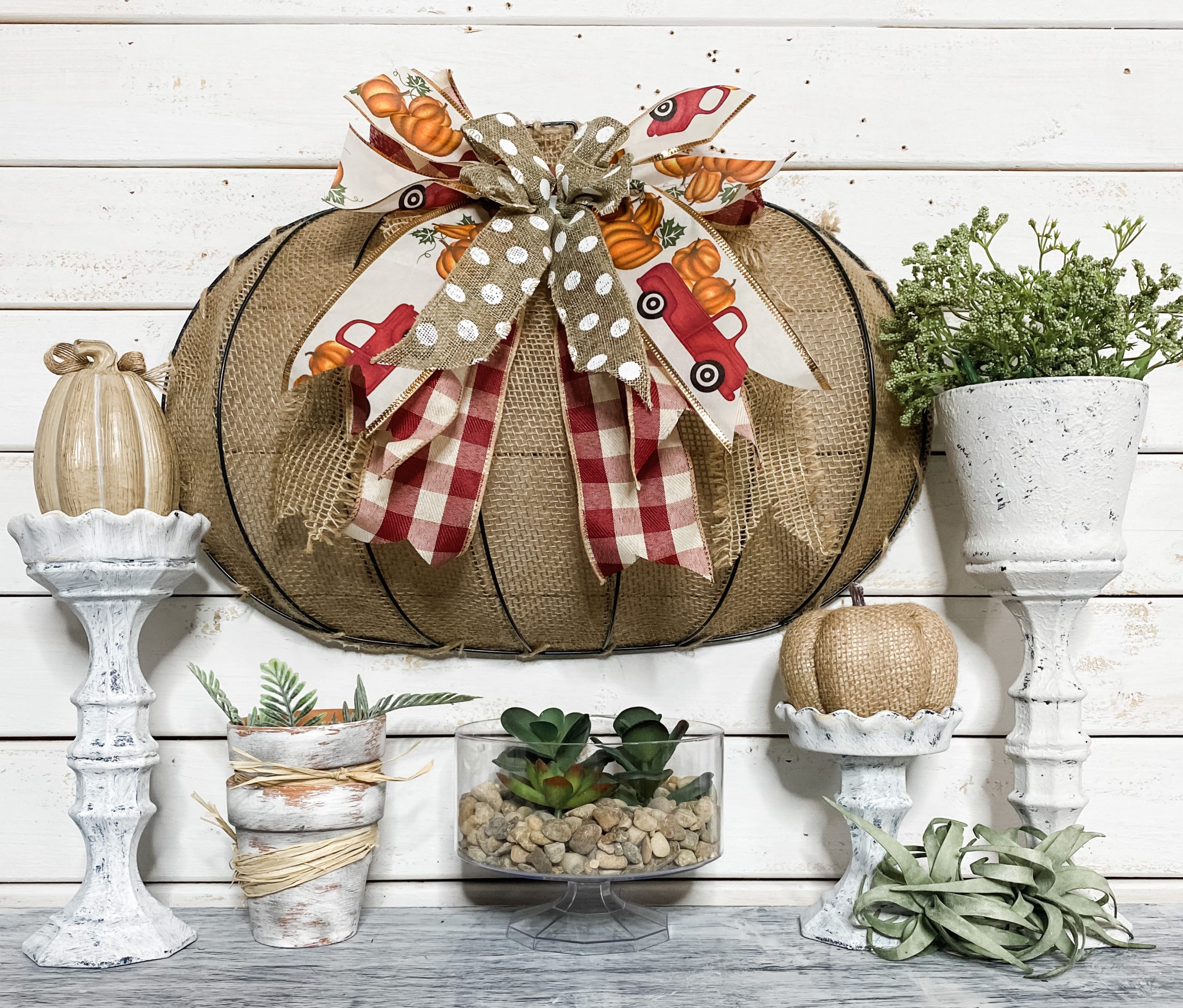 Easy DIY Fall Wire Frame Pumpkin