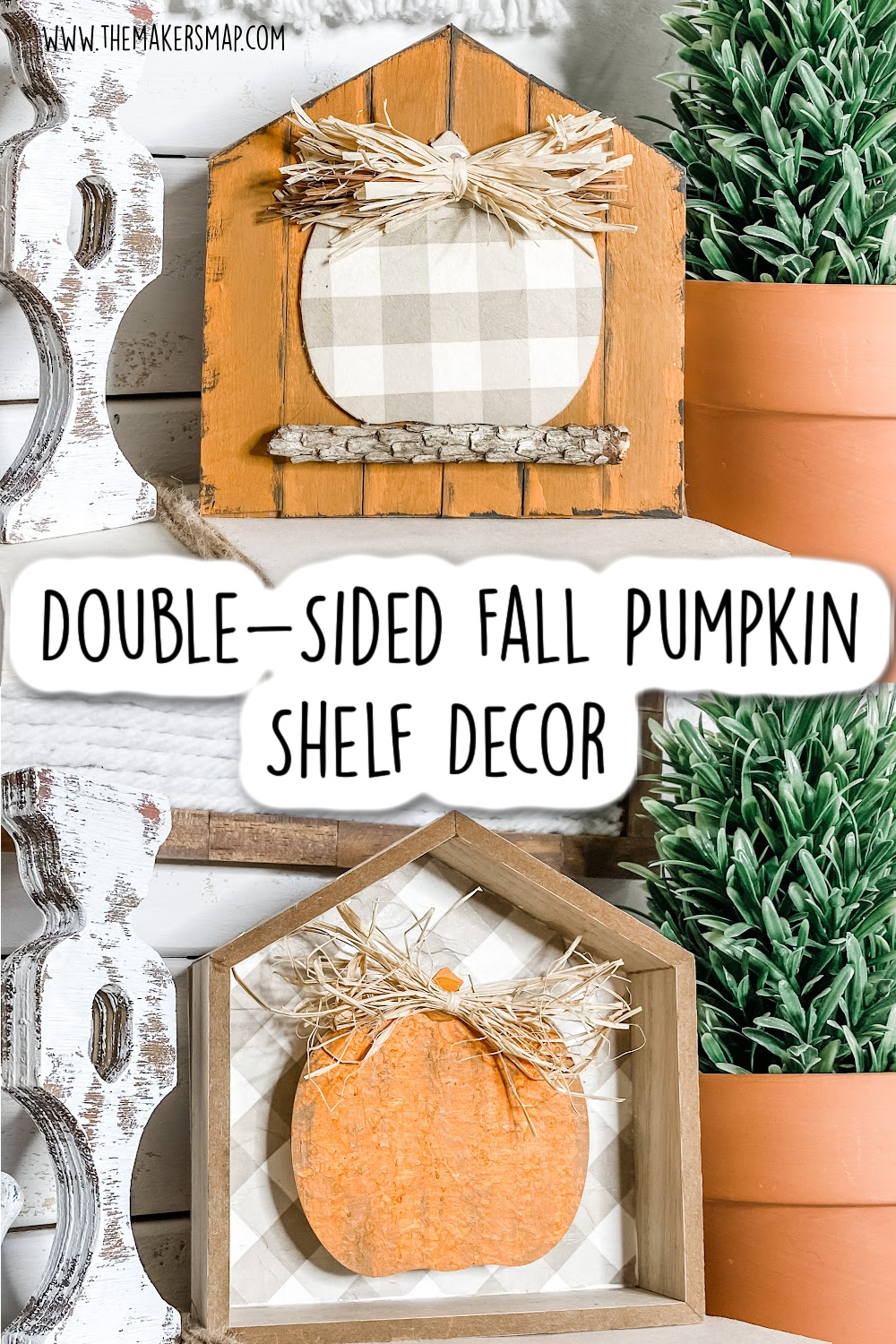 Double-Sided Fall Pumpkin Shelf Decor