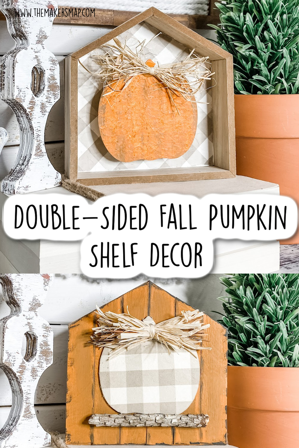 Double-Sided Fall Pumpkin Shelf Decor