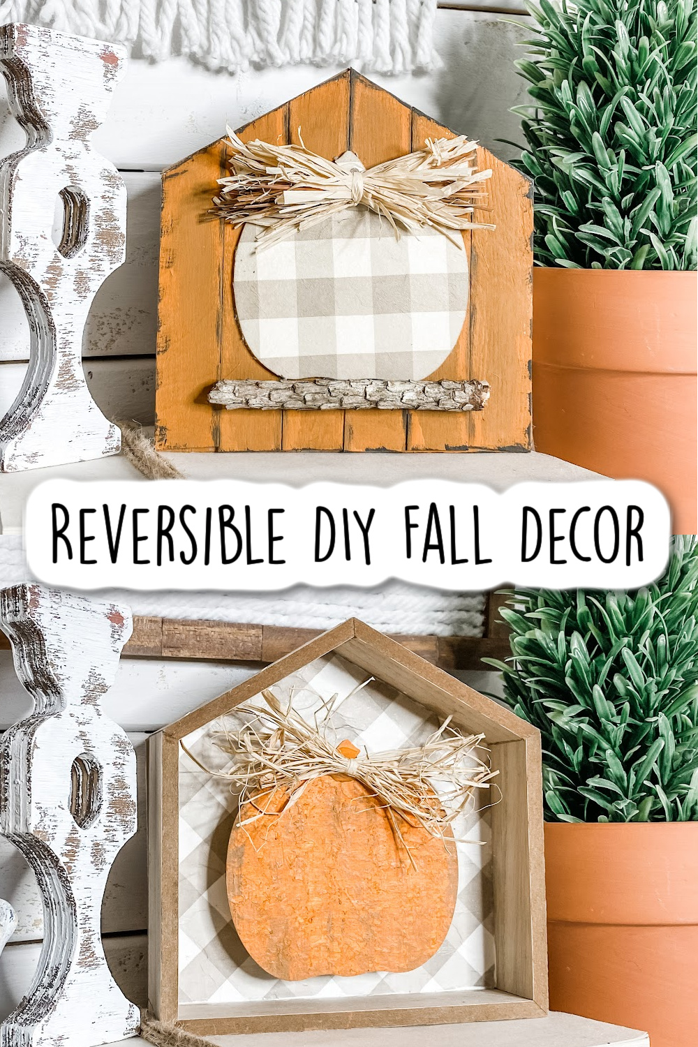  Double-Sided Fall Pumpkin Shelf Decor