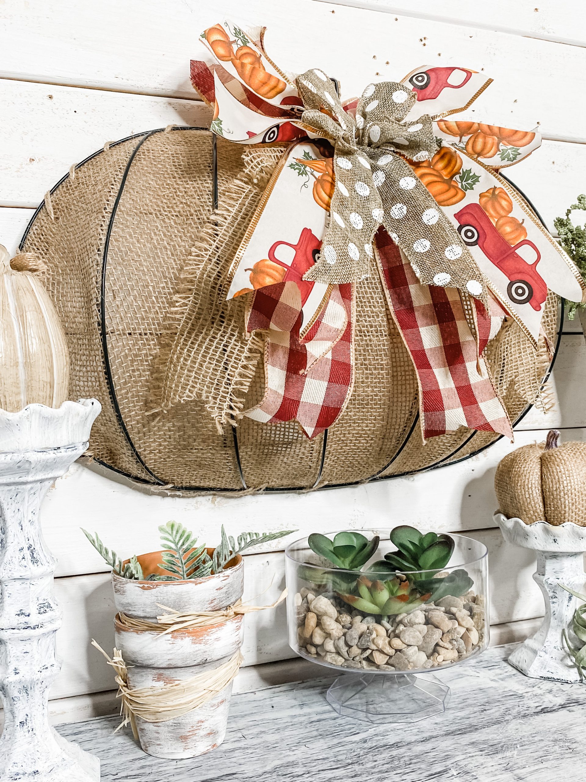 Easy DIY Fall Wire Frame Pumpkin