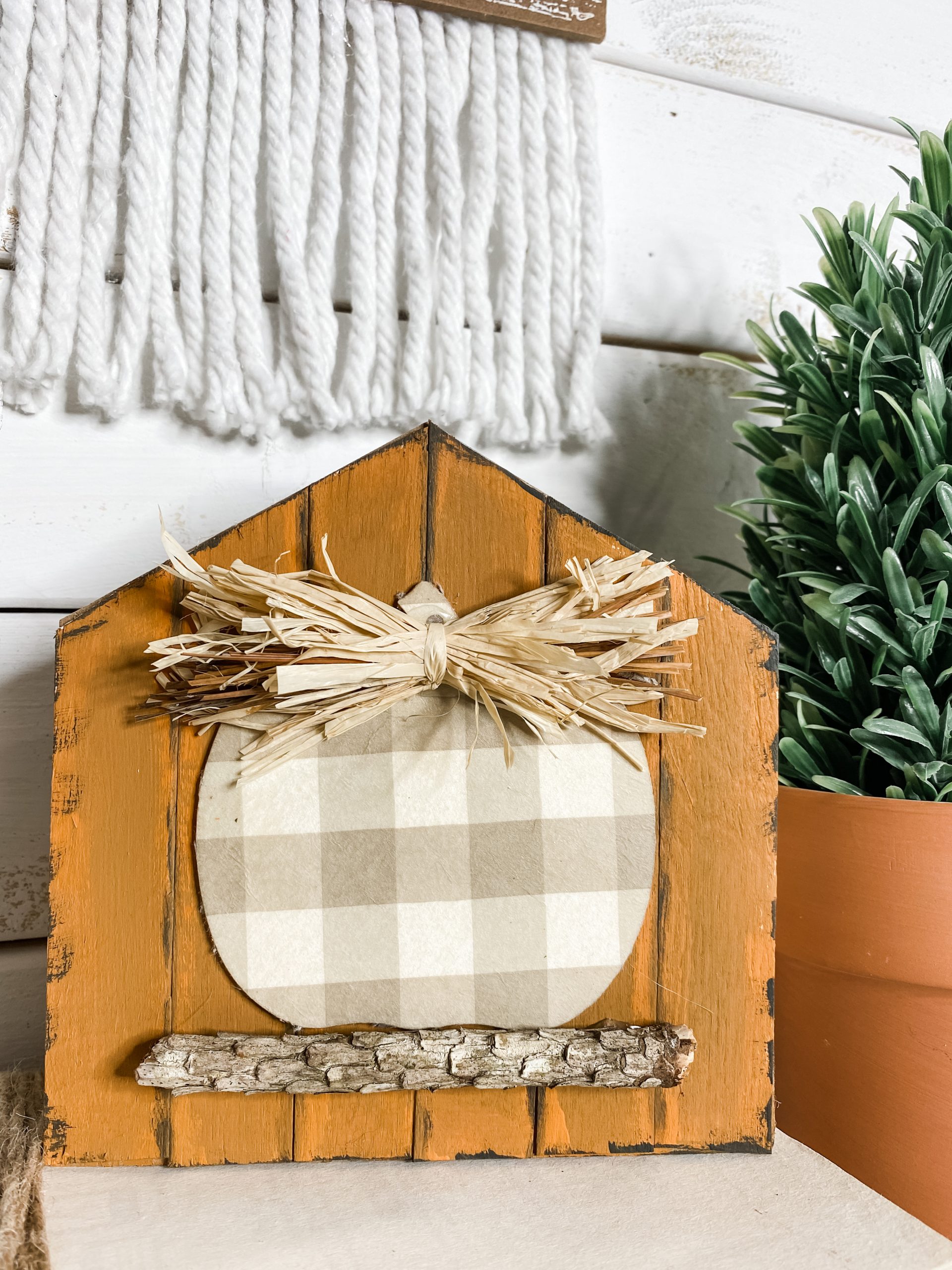 Double-Sided Fall Pumpkin Shelf Decor