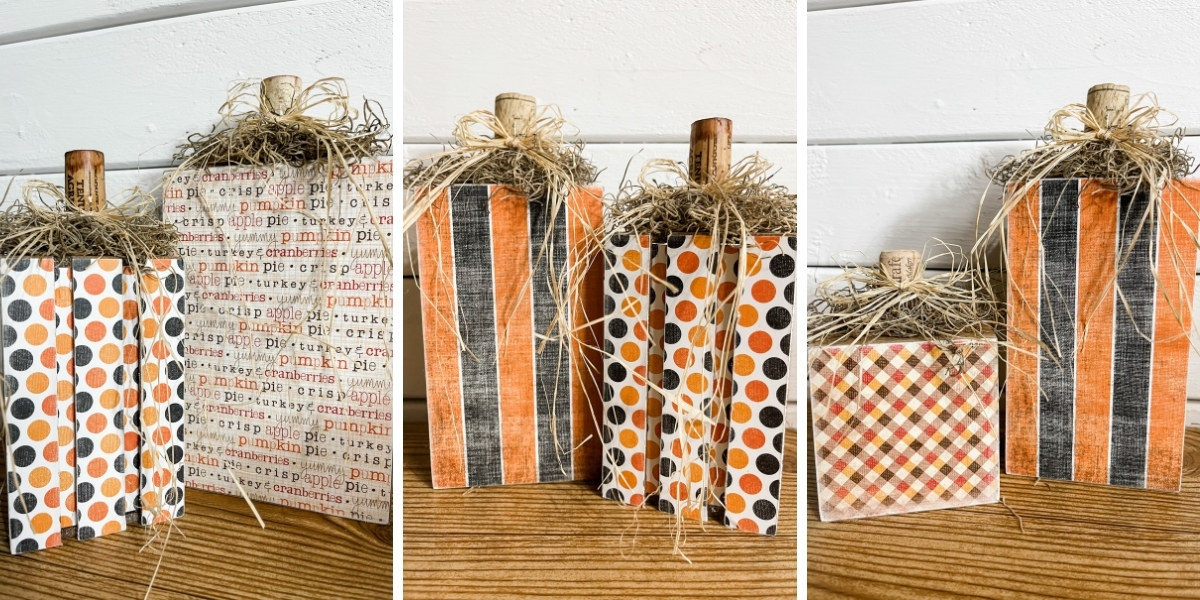 DIY Pumpkin Blocks Using Scrapbook Paper