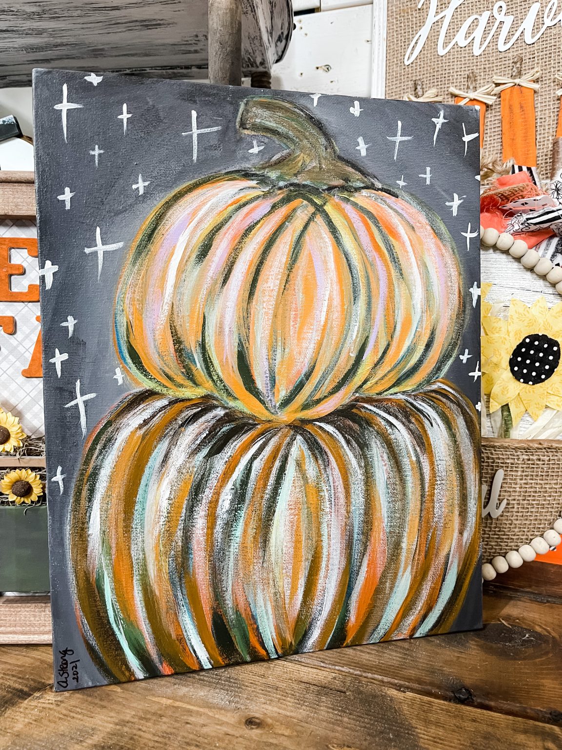 Easy Pumpkin Painting using acrylic paint