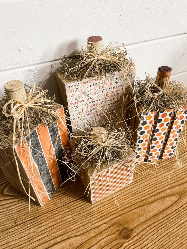 DIY Pumpkin Blocks Using Scrapbook Paper