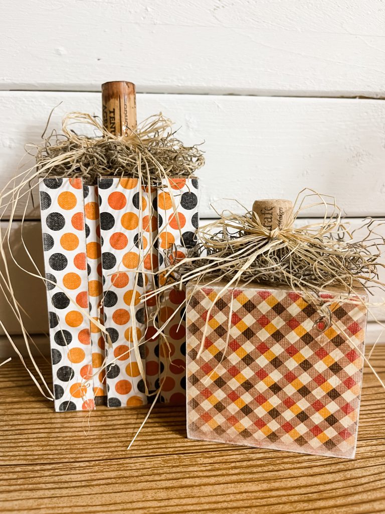 DIY Pumpkin Blocks Using Scrapbook Paper