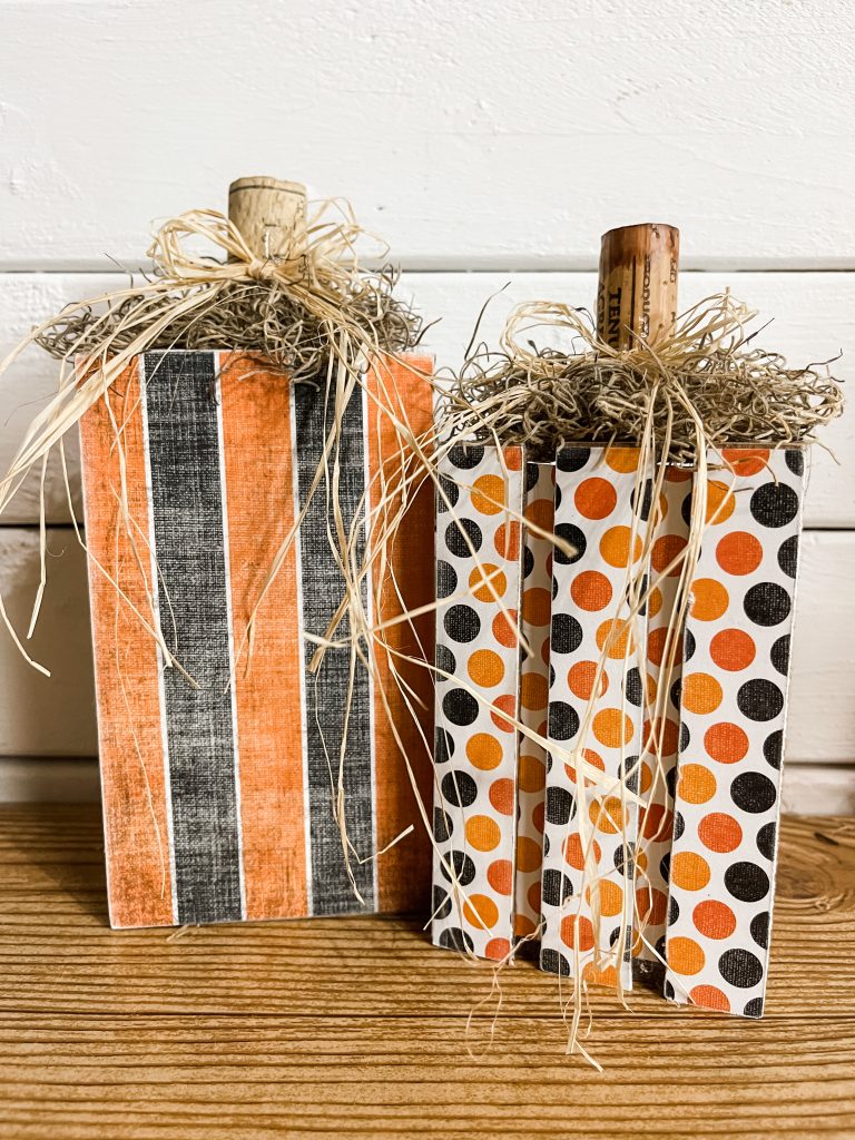DIY Pumpkin Blocks Using Scrapbook Paper