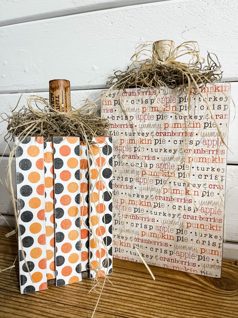 DIY Pumpkin Blocks Using Scrapbook Paper