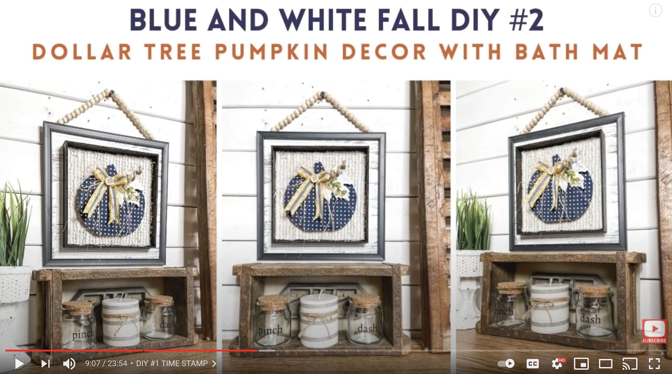 Farmhouse Blue Polka Dot Pumpkin Fall Decor