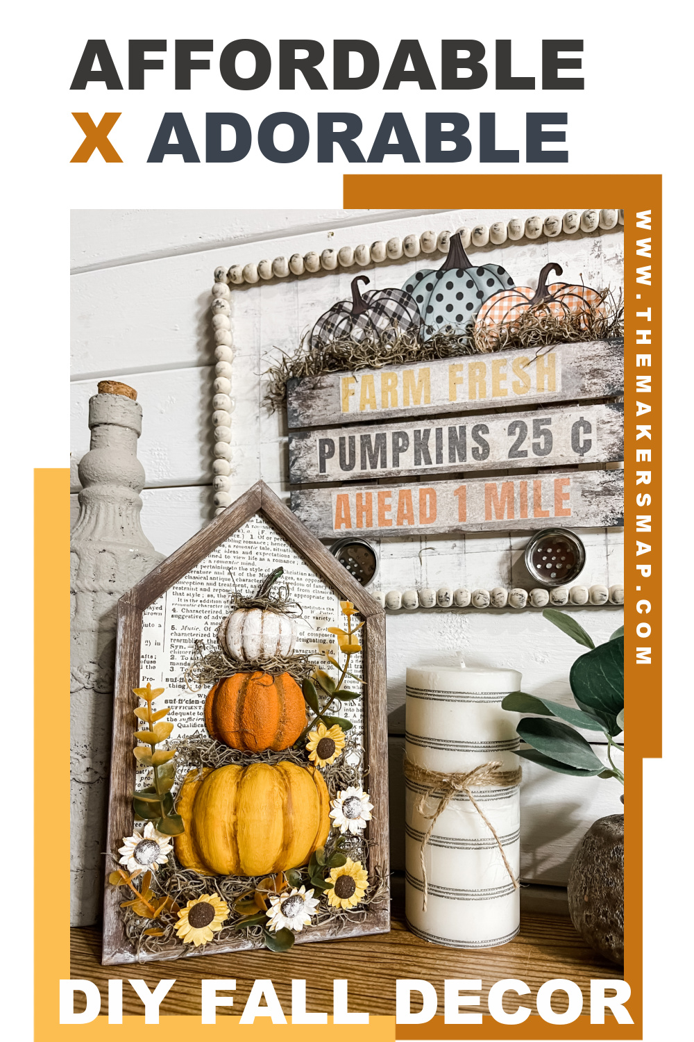 Dollar Tree Stacked Pumpkins Small Fall Sign