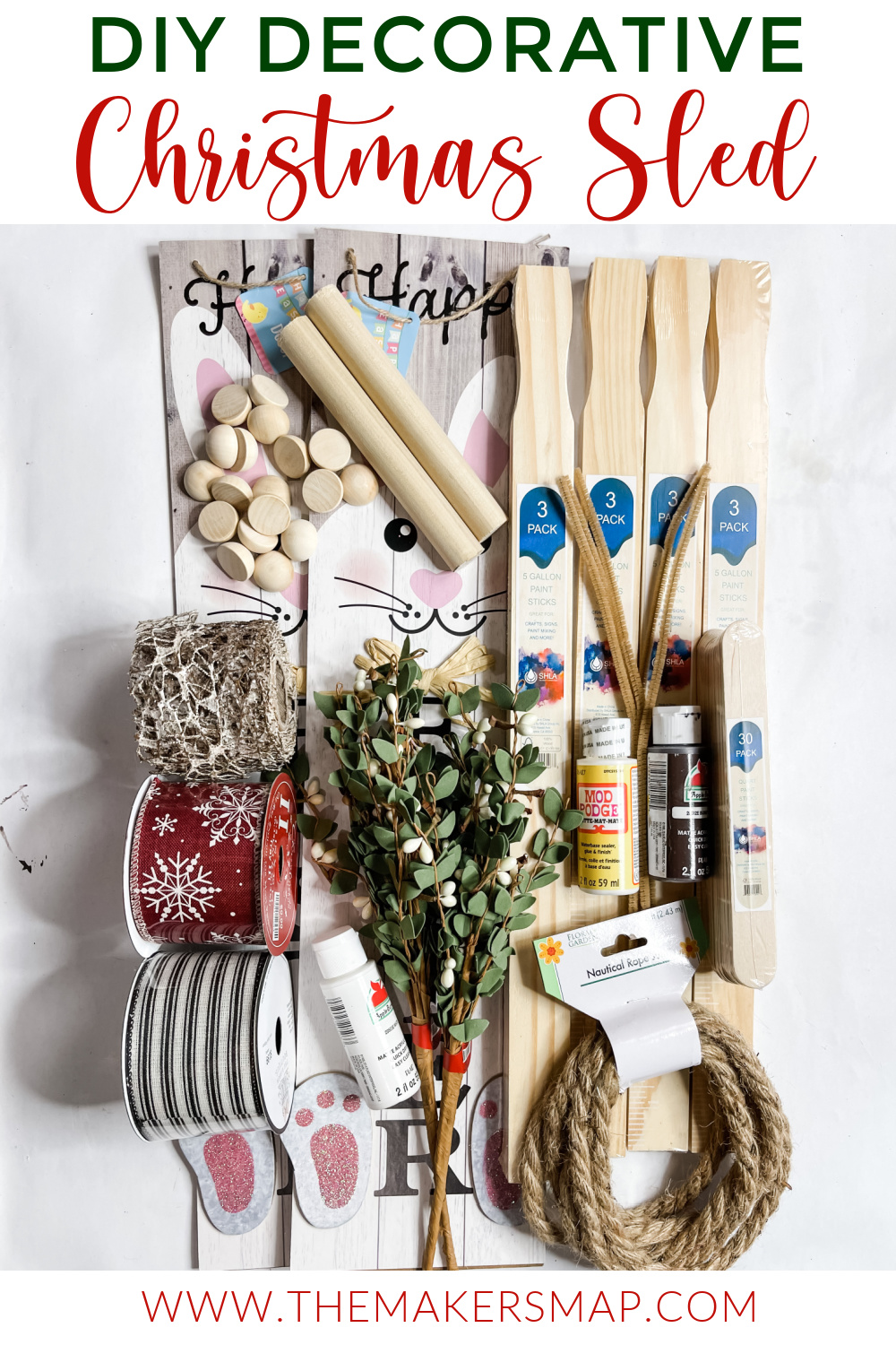 DIY Decorative Christmas Sled