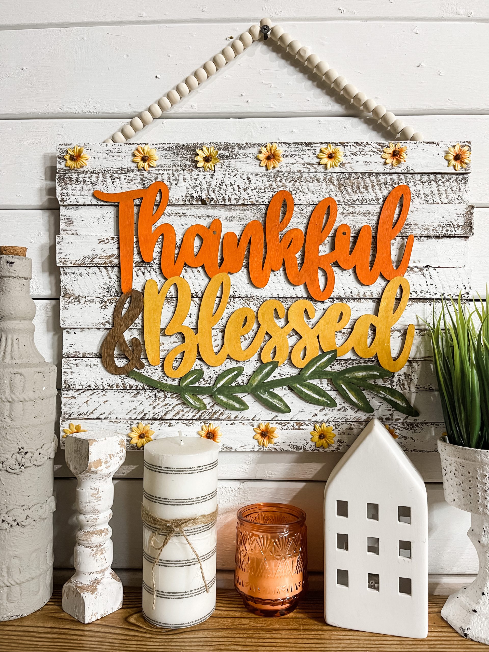 DIY Thankful and Blessed Fall Sign