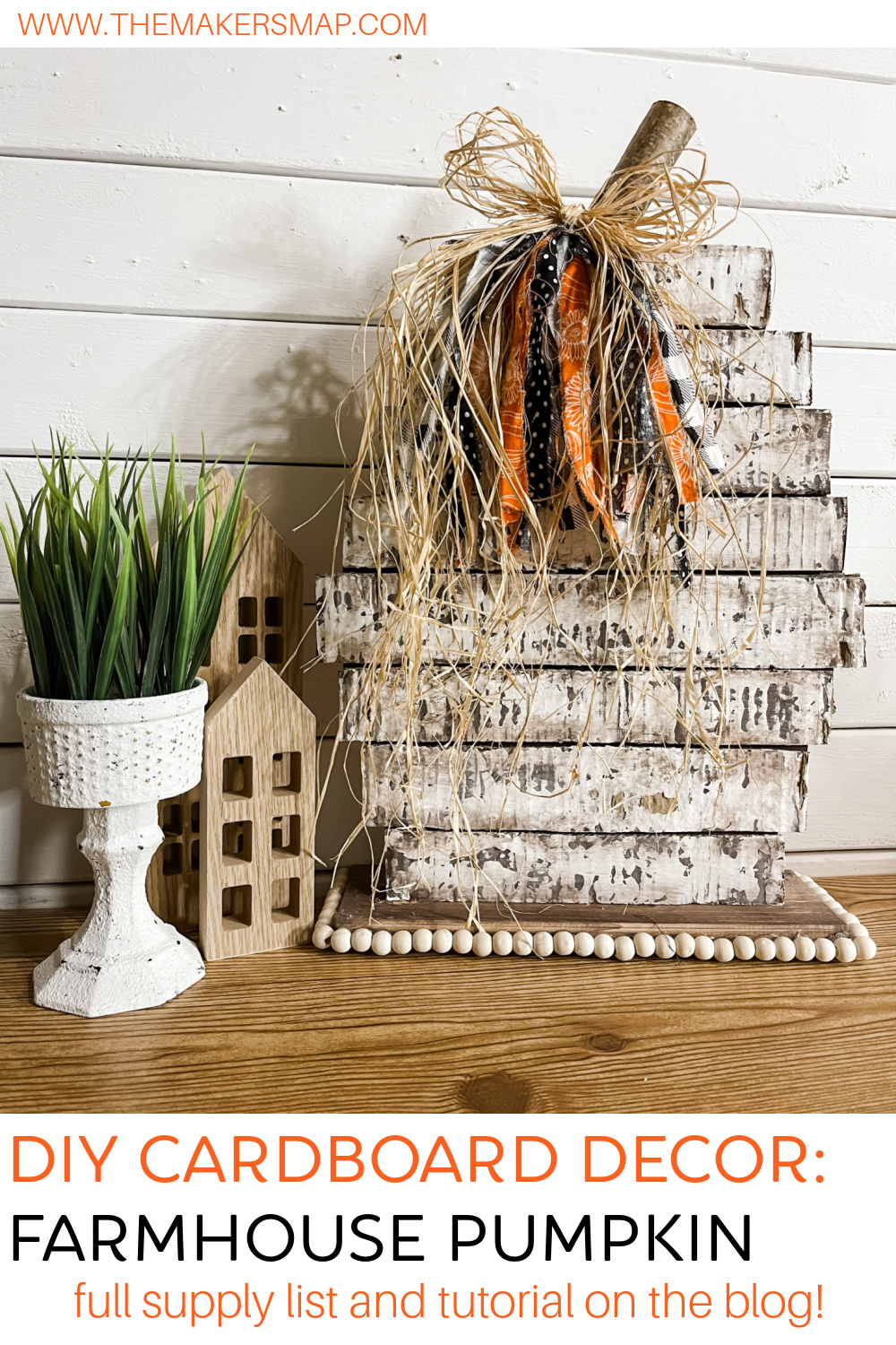 DIY Farmhouse Cardboard Pumpkin