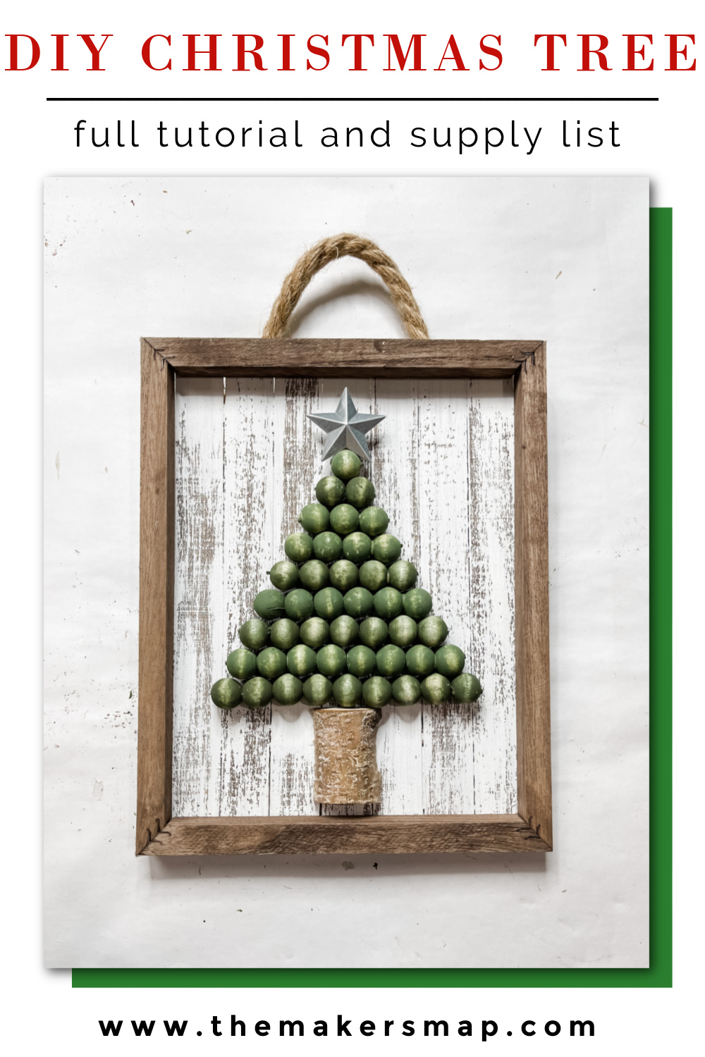 Wood Bead Christmas Tree Sign