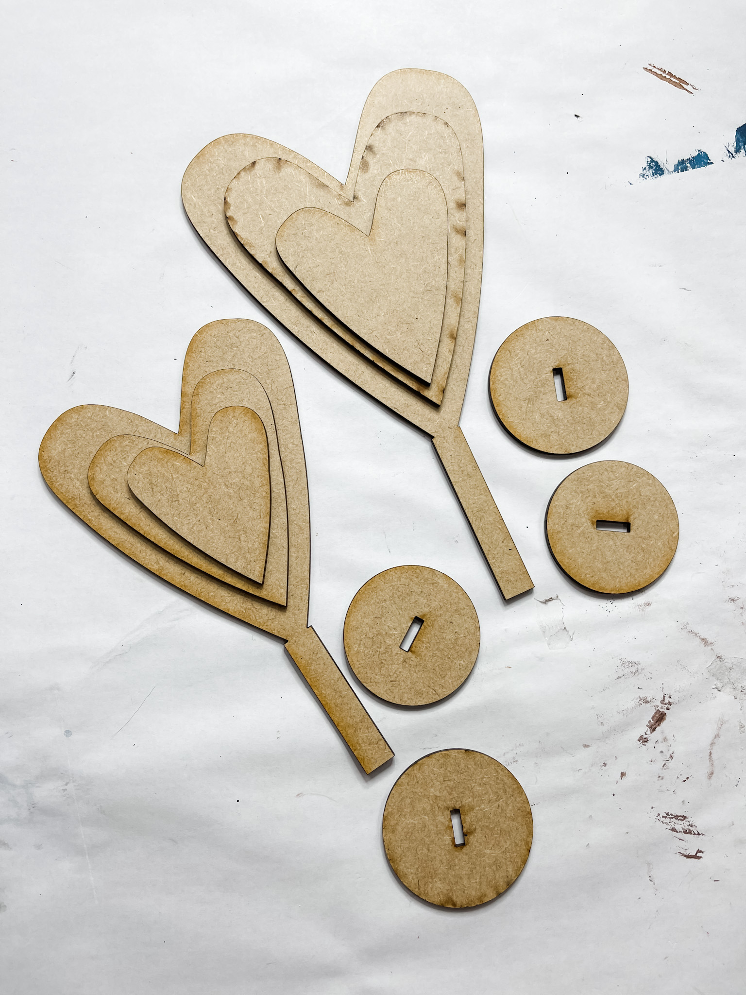 Free Standing Hearts 3 off 18mm MDF Craft Blank 50mm Valentines day 