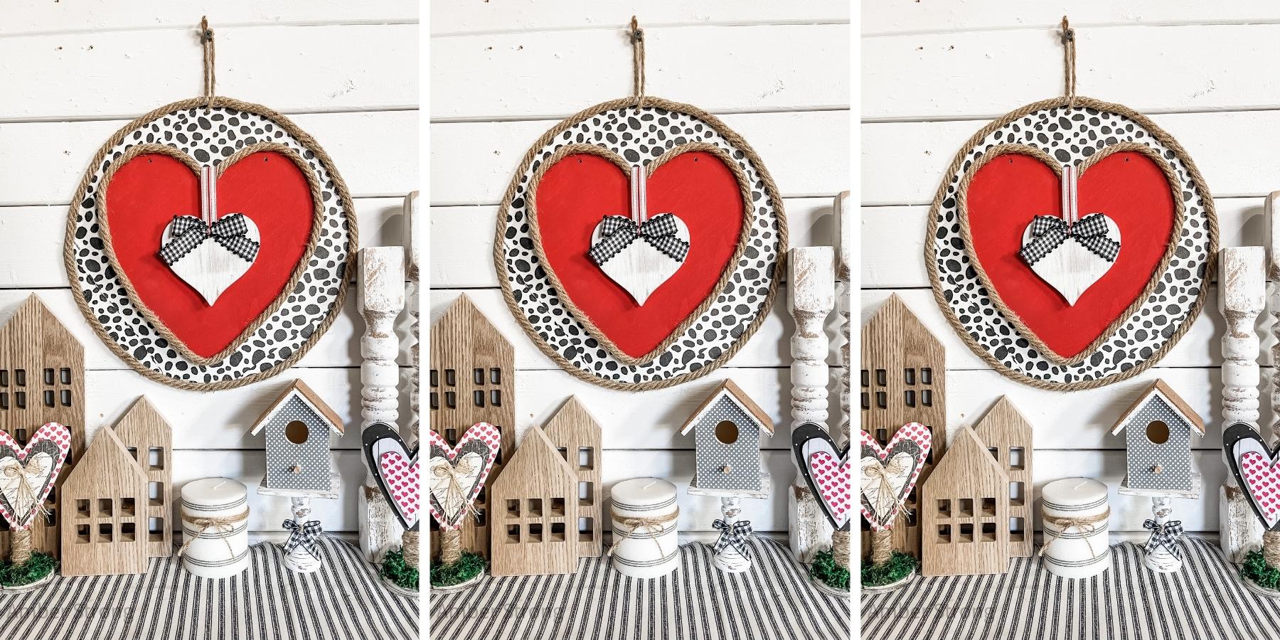 4 Rustic Wood Heart Ornaments Hanging Valentine Wood Hearts 