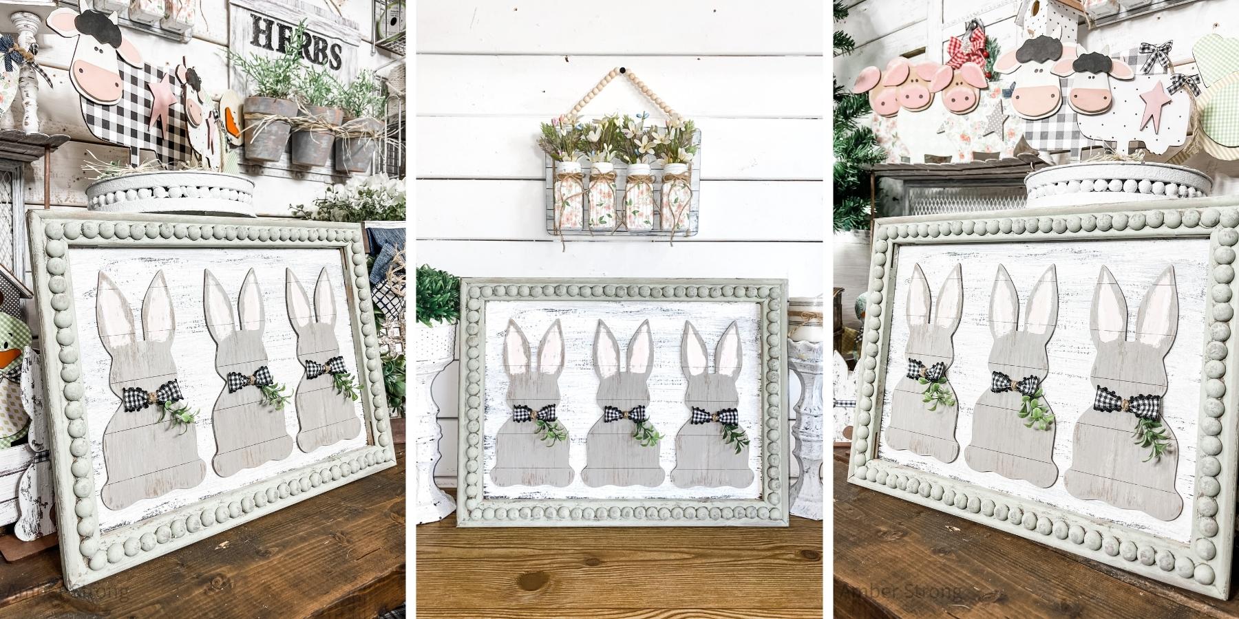 Neutral Shiplap Bunnies Decor