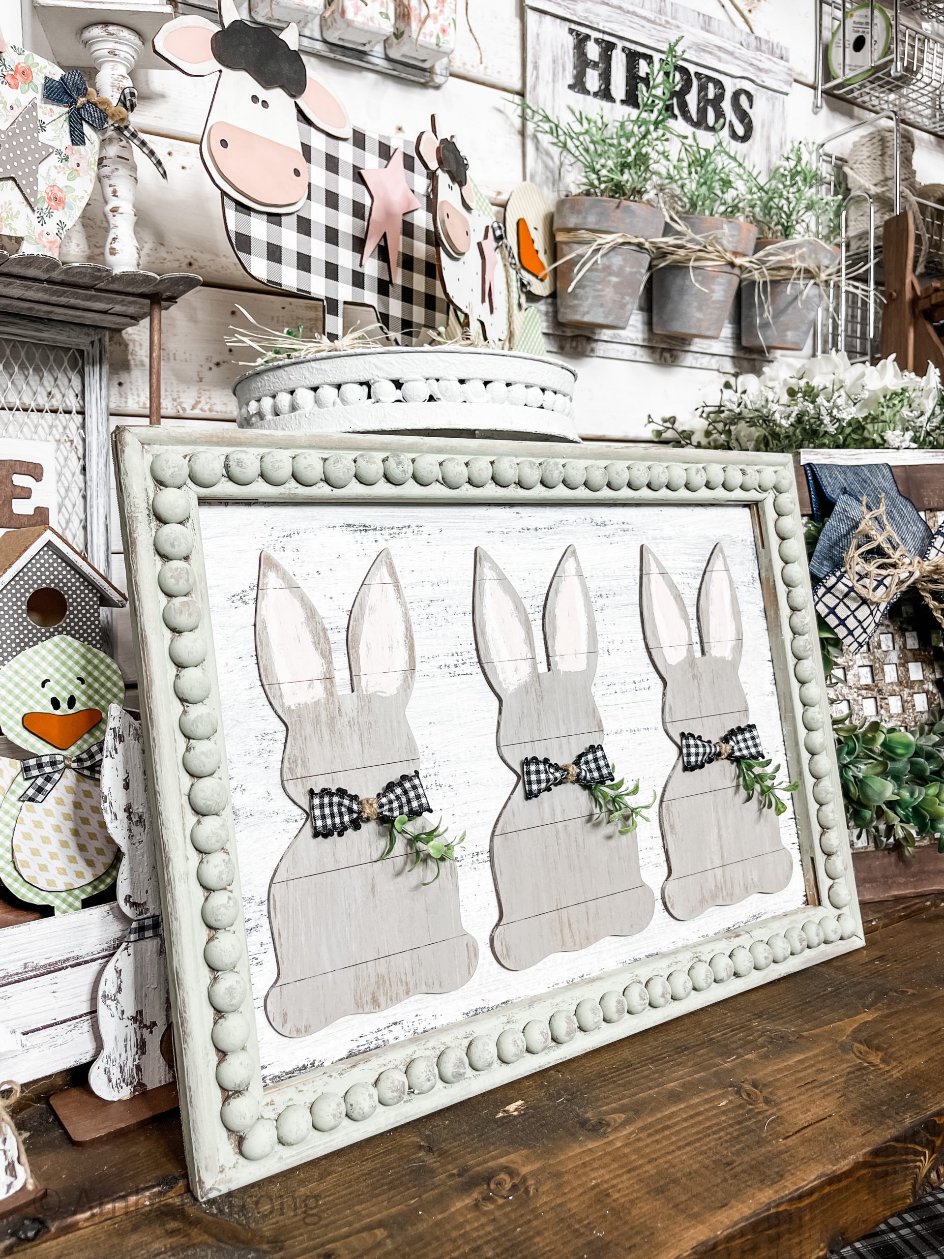 Neutral Shiplap Bunnies Decor