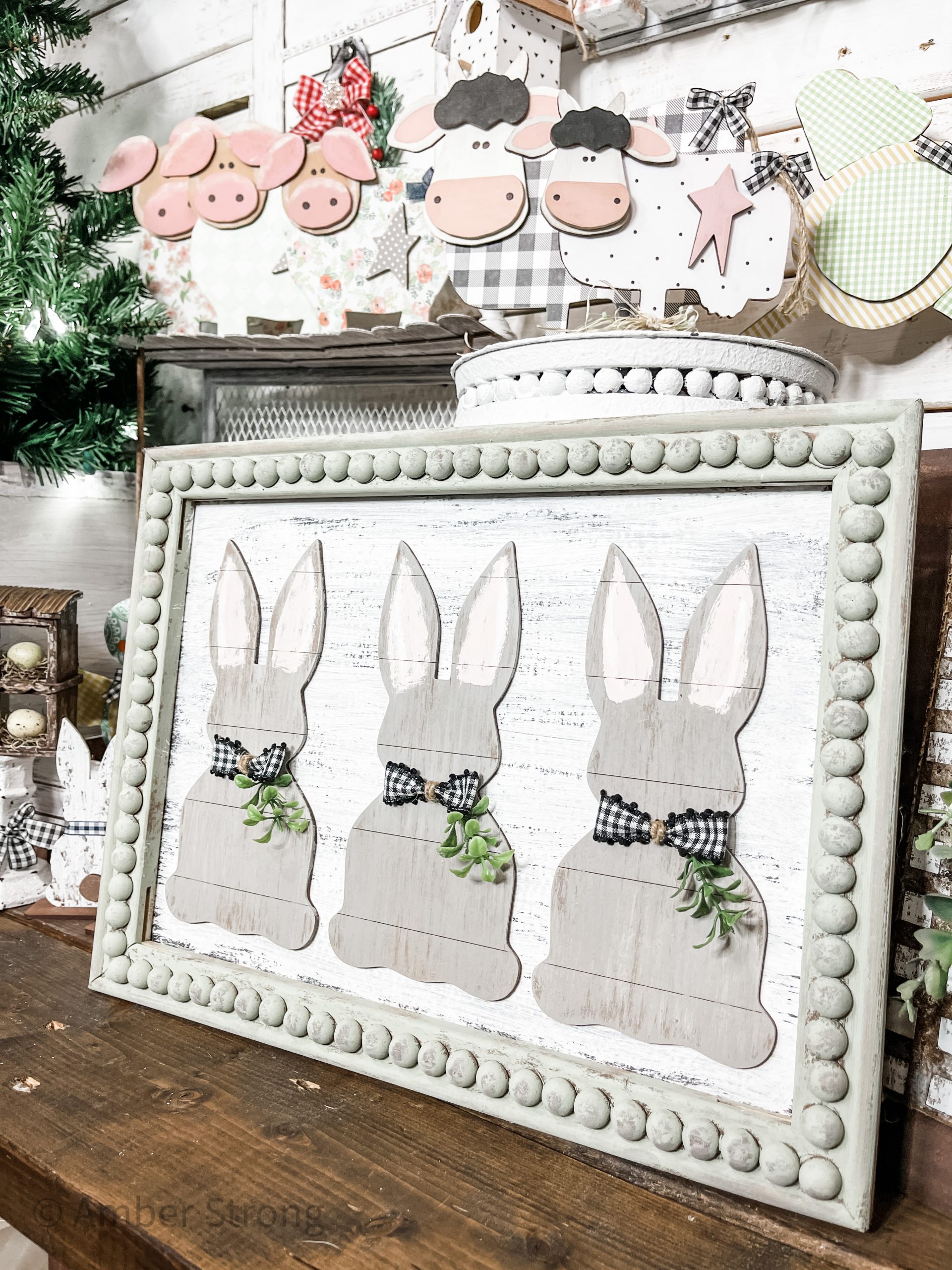 Neutral Shiplap Bunnies Decor