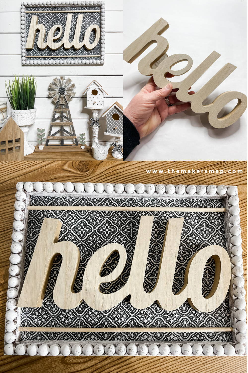 DIY Beaded Hello Wall Sign