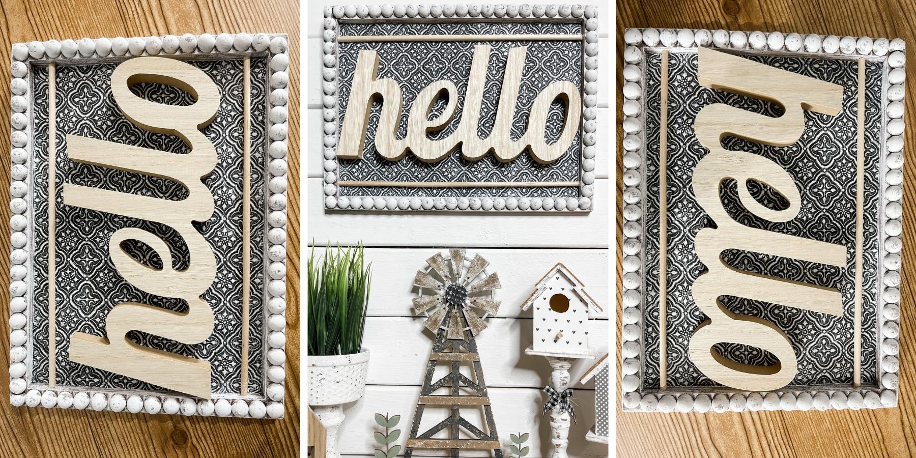 DIY Beaded Hello Wall Sign