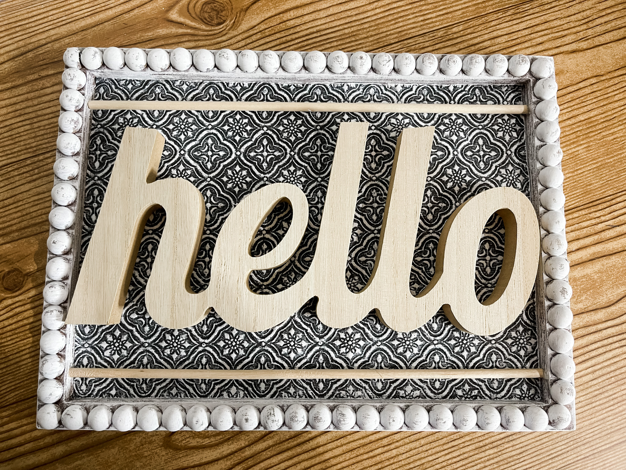 DIY Beaded Hello Wall Sign